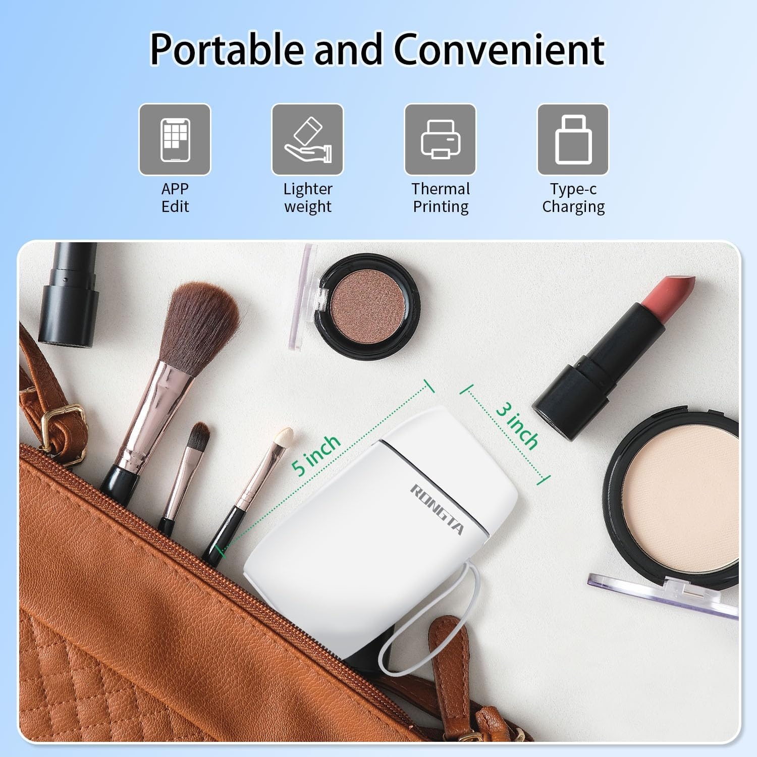image:imageRongta Bluetooth Label Maker Machine with Tape Portable Mini Label Printer Wireless Thermal Handheld Sticker Makers Mini Label Makers with Multiple Templates for Organizing Office Home SchoolWhiteWhite