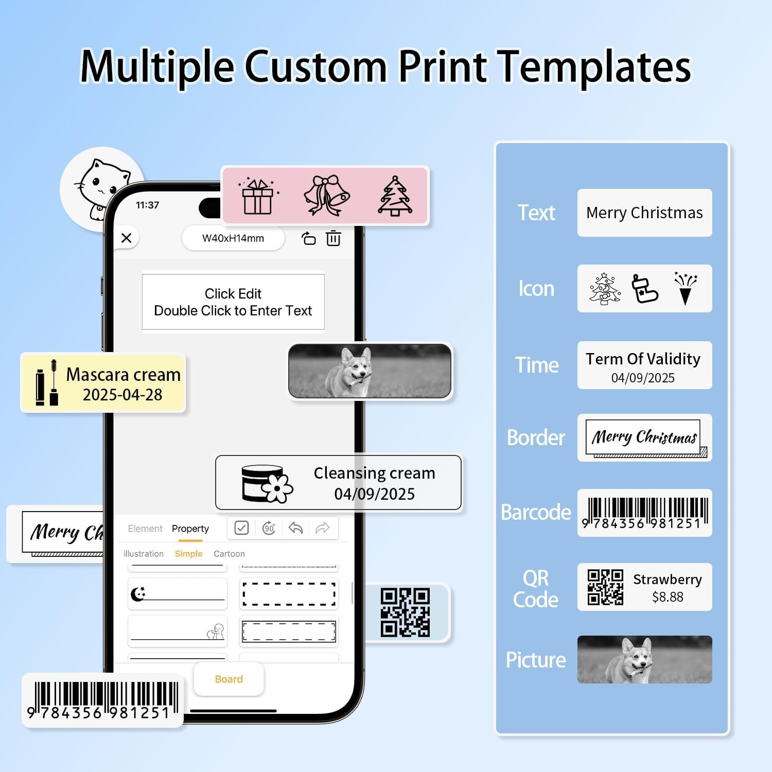 image:imageRongta Bluetooth Label Maker Machine with Tape Portable Mini Label Printer Wireless Thermal Handheld Sticker Makers Mini Label Makers with Multiple Templates for Organizing Office Home SchoolWhiteWhite