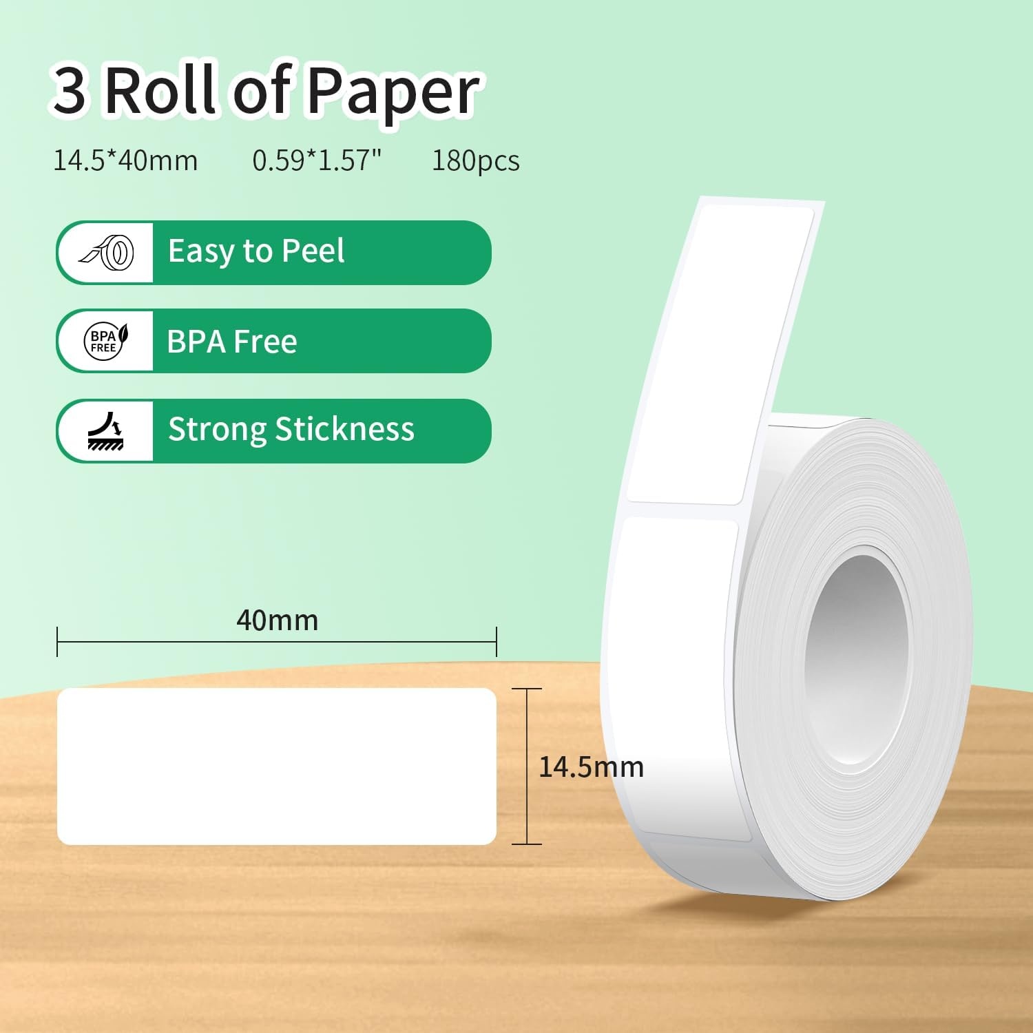 image:imageRongta R5 Label Maker Tape 14x40mm 055x157 Standard Laminated Thermal Label Tape Replacement for Home Office Small Business 180 LabelsRoll Pink 1 RollWhite