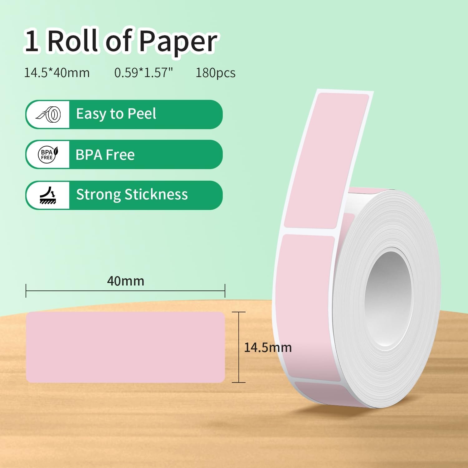 image:imageRongta R5 Label Maker Tape 14x40mm 055x157 Standard Laminated Thermal Label Tape Replacement for Home Office Small Business 180 LabelsRoll Pink 1 RollPink