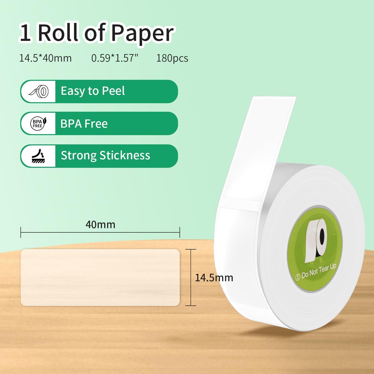 image:imageRongta R5 Label Maker Tape 14x40mm 055x157 Standard Laminated Thermal Label Tape Replacement for Home Office Small Business 180 LabelsRoll Pink 1 RollTransparent