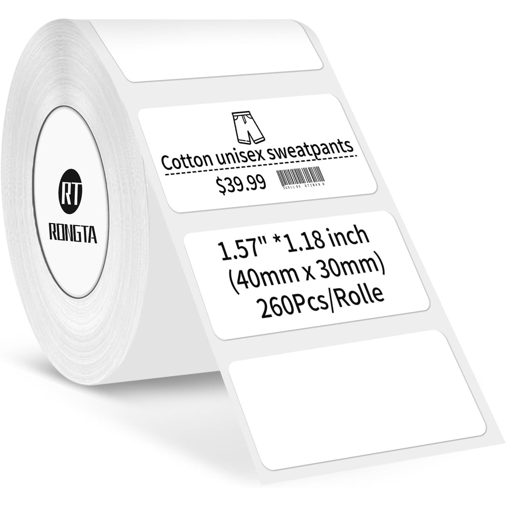image:imageRongta Label Tape for R22 Standard Laminated Thermal Label Tape Replacement Waterproof OilProof Sticker for Home Office Small Business Labeling White 2118 260 LabelsRollWhite