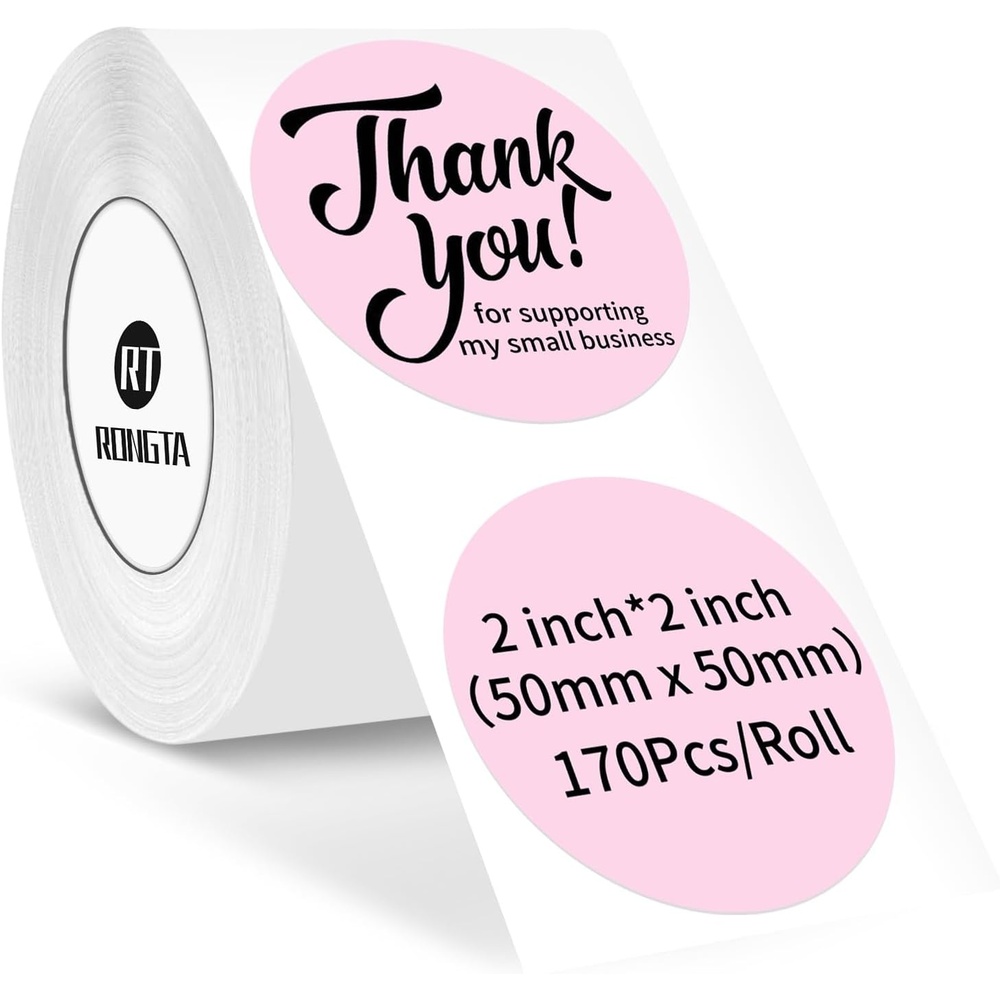 image:imageRongta Label Tape for R22 Standard Laminated Thermal Label Tape Replacement Waterproof OilProof Sticker for Home Office Small Business Labeling White 2118 260 LabelsRollPink Round