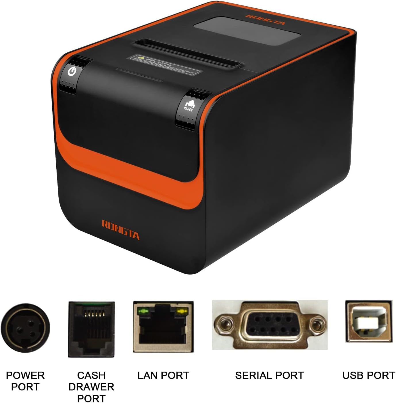 image:imageRongta POS Printer 80mm Direct Thermal Receipt Printers with Auto Cutter USB Serial Ethernet Interface Support WindowsMacLinux Cash Drawer Restaurant Kitchen Printer for ESCPOS RP332