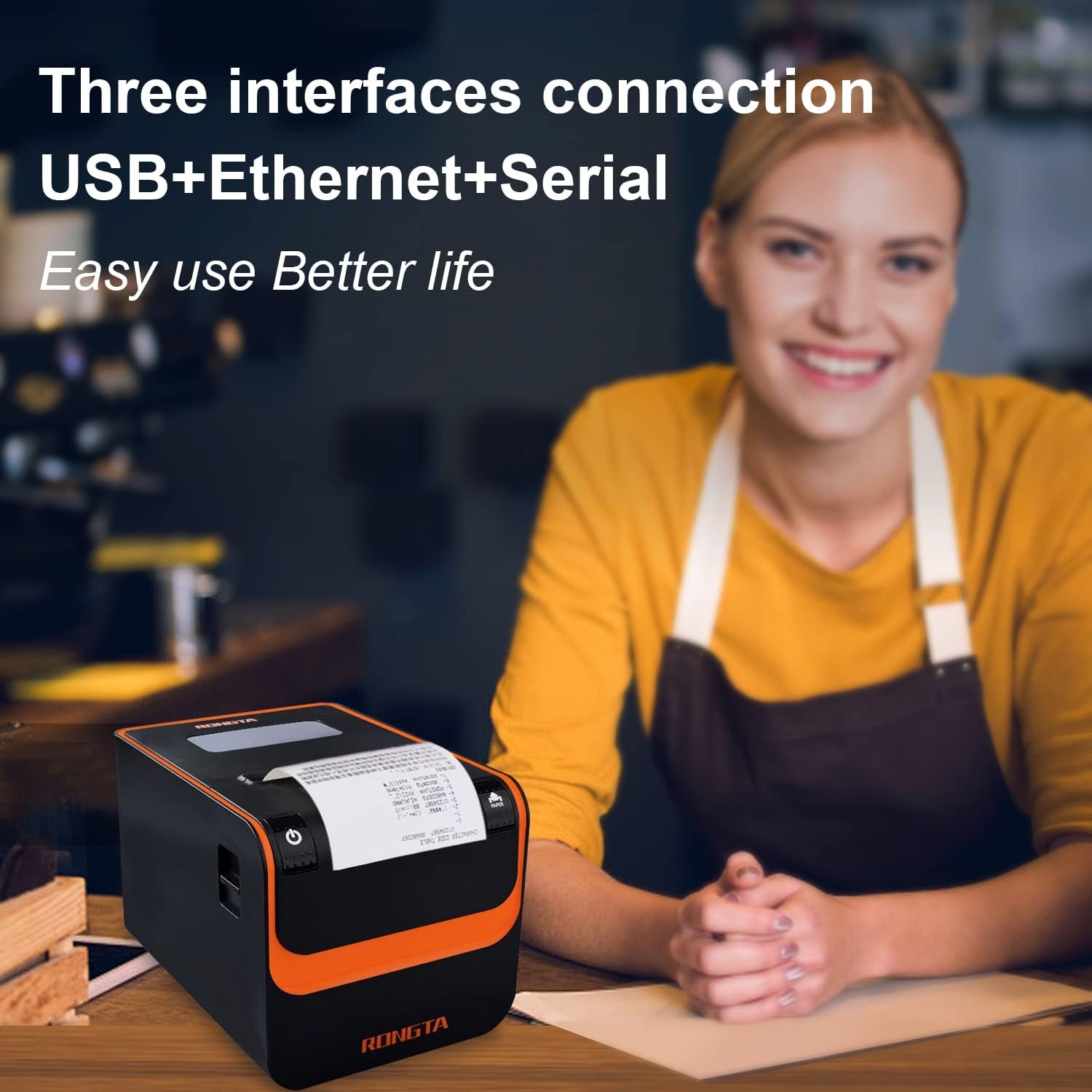 image:imageRongta POS Printer 80mm Direct Thermal Receipt Printers with Auto Cutter USB Serial Ethernet Interface Support WindowsMacLinux Cash Drawer Restaurant Kitchen Printer for ESCPOS RP332