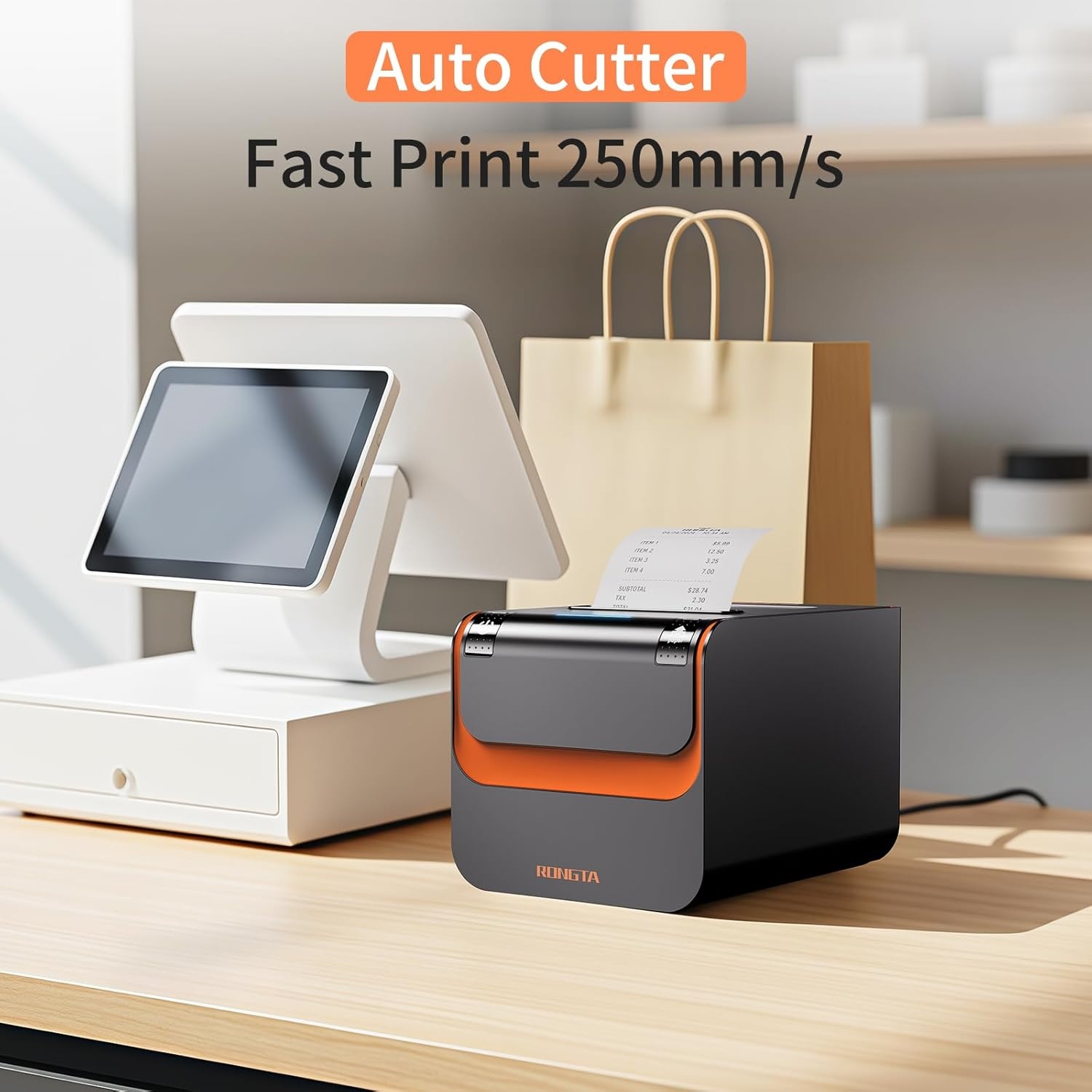 image:imageRongta POS Printer 80mm Direct Thermal Receipt Printers with Auto Cutter USB Serial Ethernet Interface Support WindowsMacLinux Cash Drawer Restaurant Kitchen Printer for ESCPOS RP332