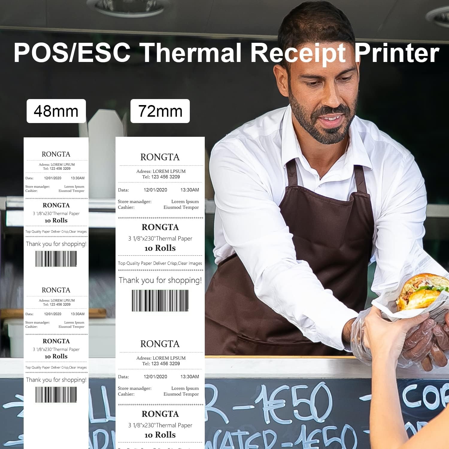 image:imageRongta POS Printer 80mm Direct Thermal Receipt Printers with Auto Cutter USB Serial Ethernet Interface Support WindowsMacLinux Cash Drawer Restaurant Kitchen Printer for ESCPOS RP332