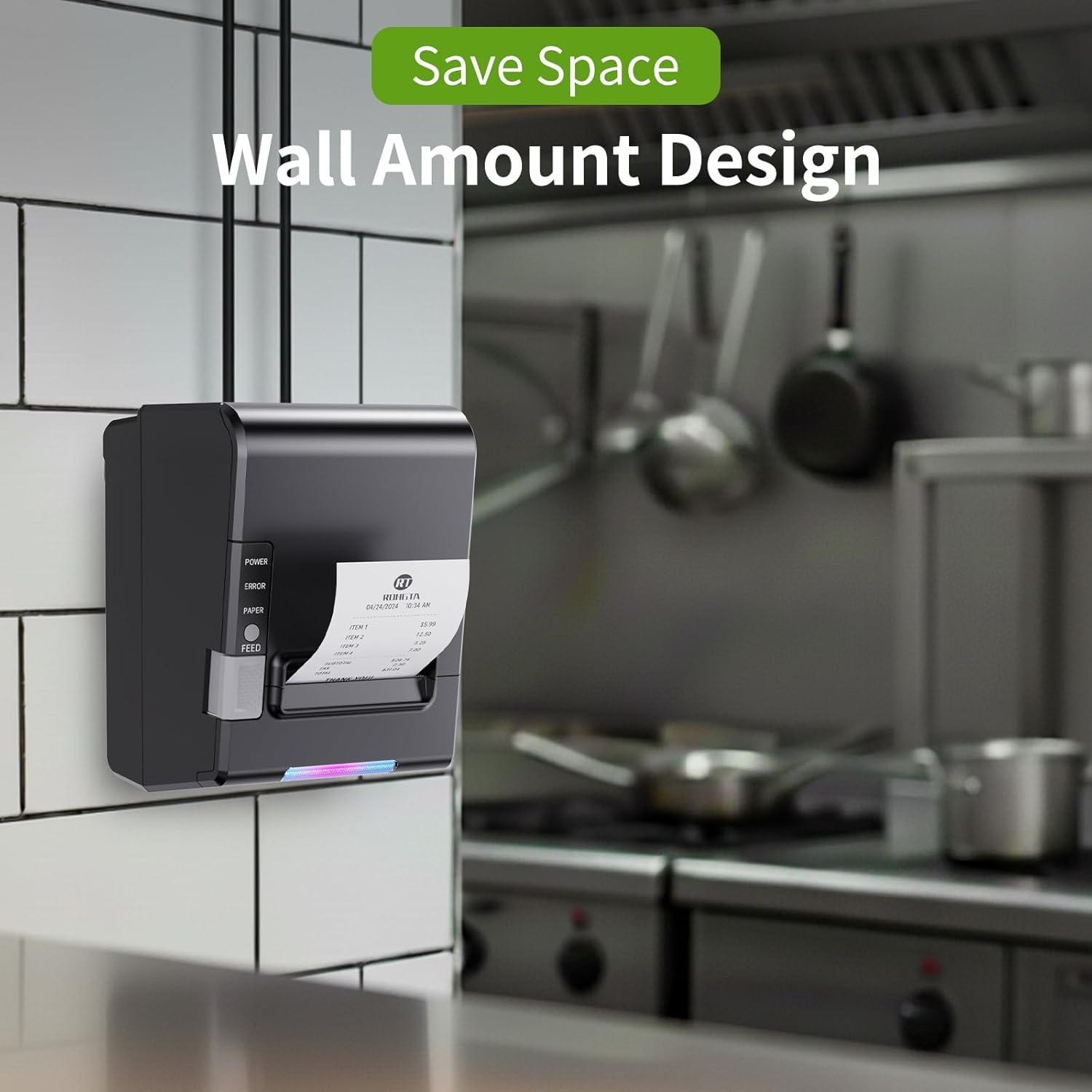 image:imageRongta POS Printer 80mm Thermal Receipt Printer Restaurant Kitchen Printer with Auto Cutter USB Serial Ethernet Interface ESCPOS Command Support Cash Drawer for WindowsMacLinuxRP850200145142mm
