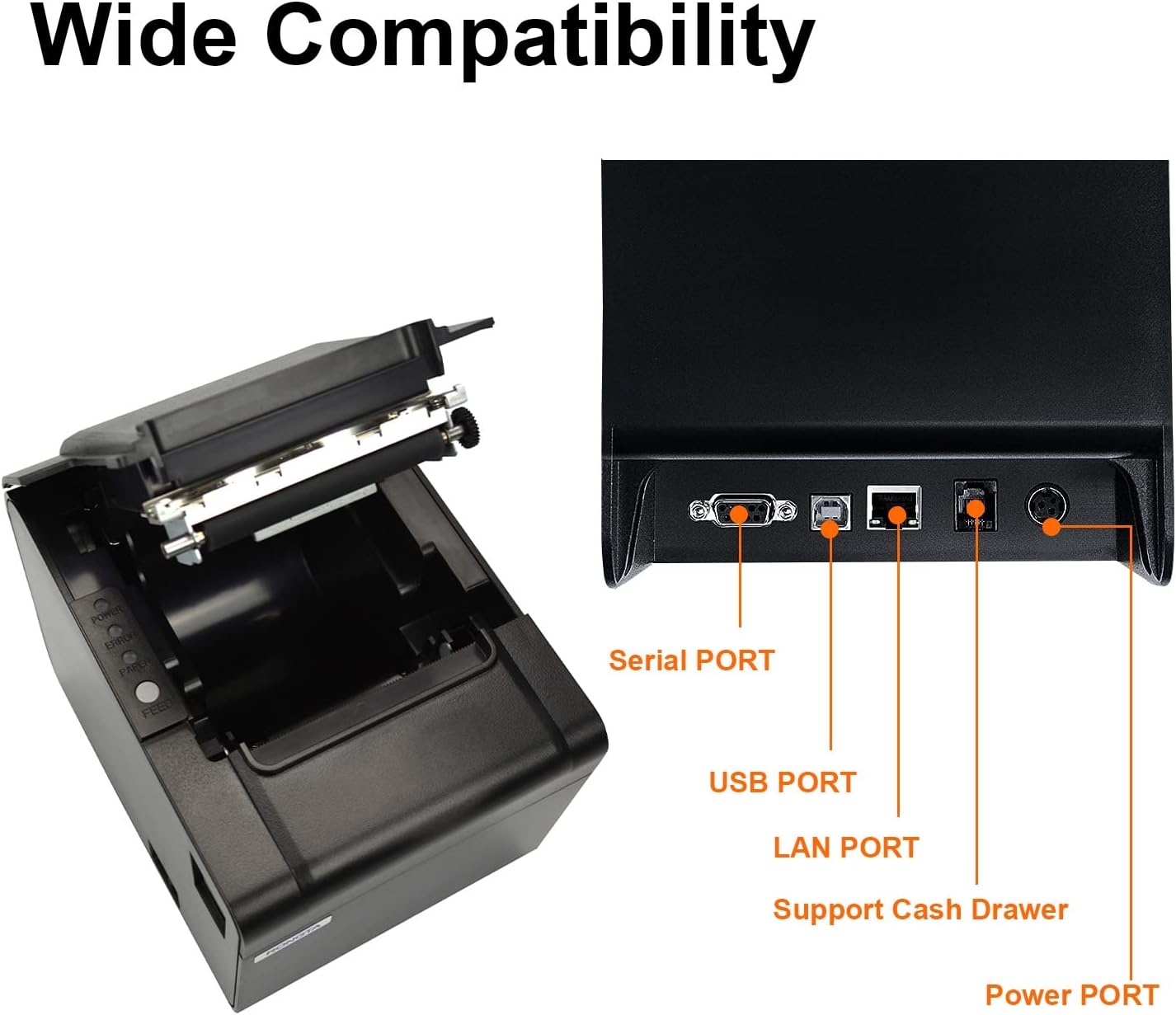 image:imageRongta POS Printer 80mm USB Thermal Receipt Printer Restaurant Kitchen Printer with Auto Cutter Support Cash DrawerUSB Serial Ethernet Interface for WindowsMacLinuxDo Not Square RP326