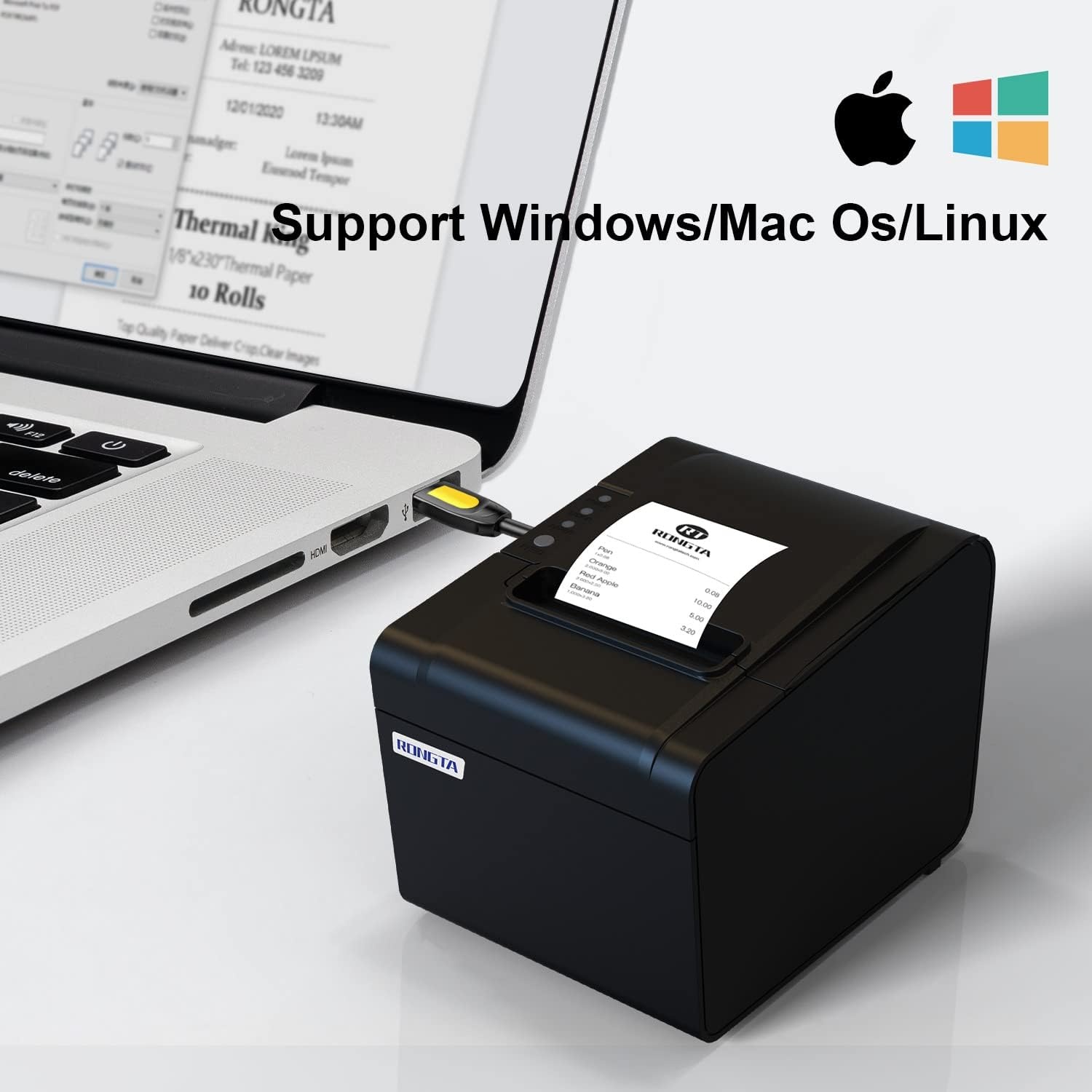 image:imageRongta POS Printer 80mm USB Thermal Receipt Printer Restaurant Kitchen Printer with Auto Cutter Support Cash DrawerUSB Serial Ethernet Interface for WindowsMacLinuxDo Not Square RP326