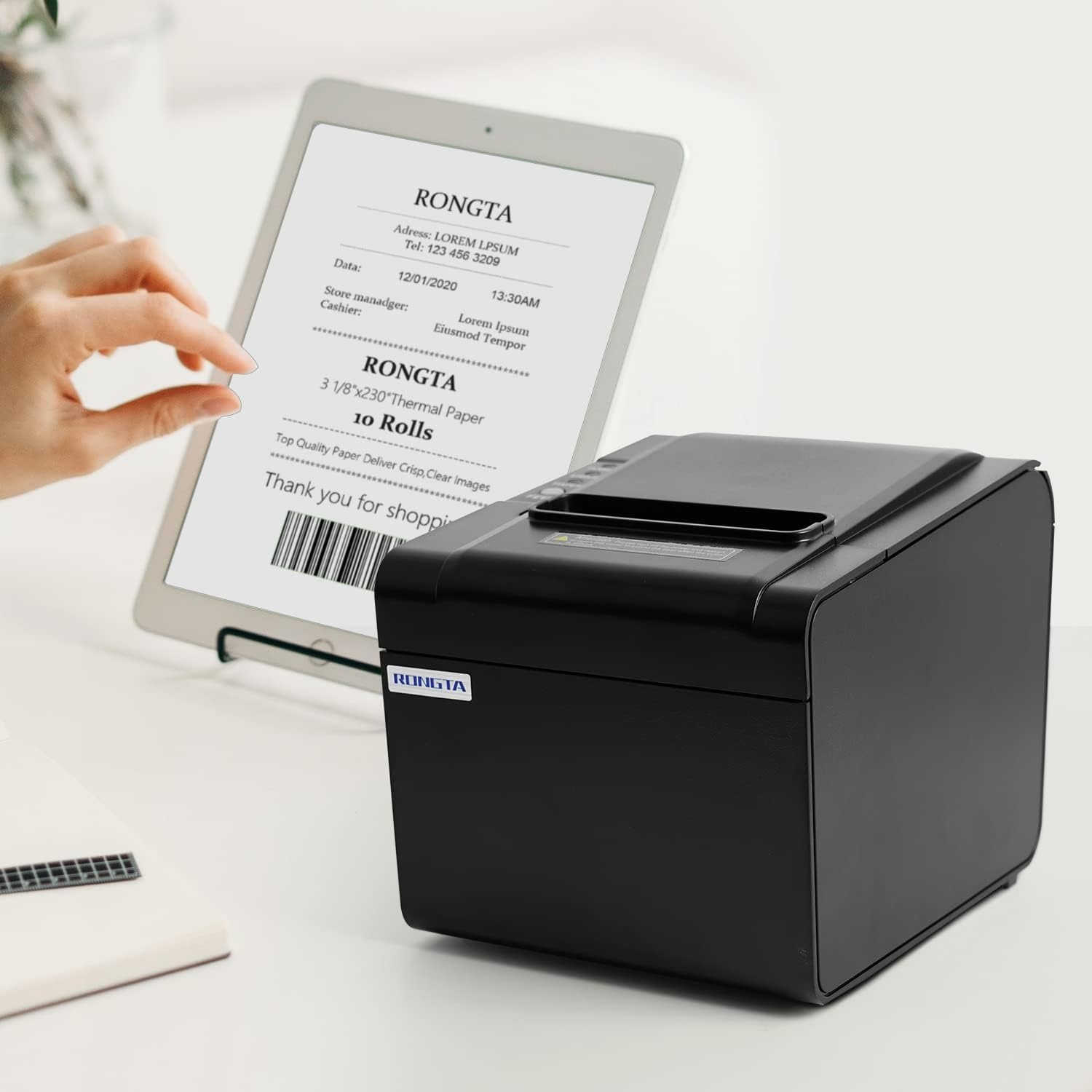 image:imageRongta POS Printer Bluetooth 80mm USB Thermal Receipt Printer Restaurant Kitchen Printer with Auto Cutter Support Cash DrawerUSB Interface for WindowsMacDo Not Work with DoordashUberests