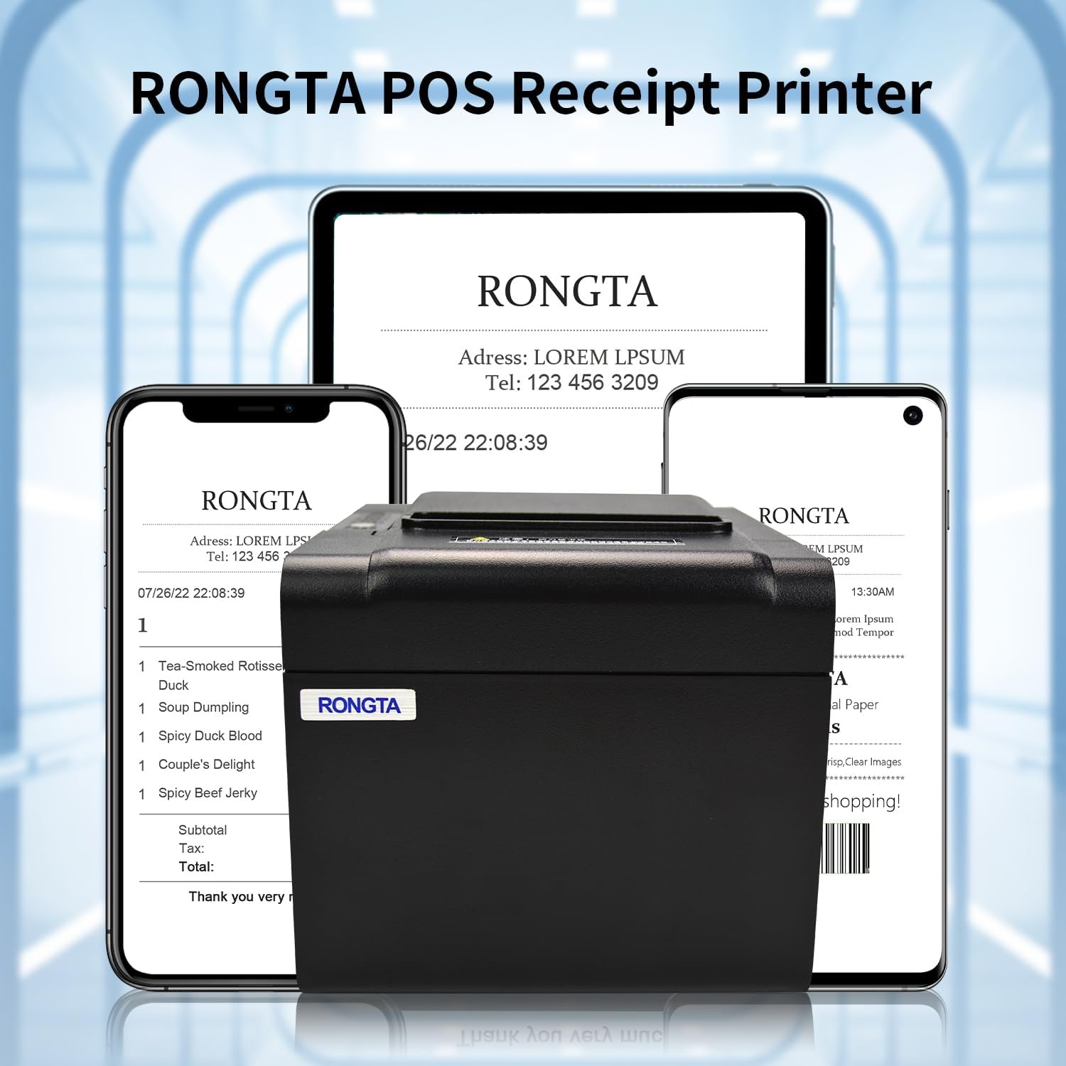 image:imageRongta POS Receipt Printer 80mm Thermal Printer ESCPOS Restaurant Kitchen Printer with Auto Cutter Support Cash DrawerUSB Serial Ethernet Receipts Printer for Small BusinessNot for Square