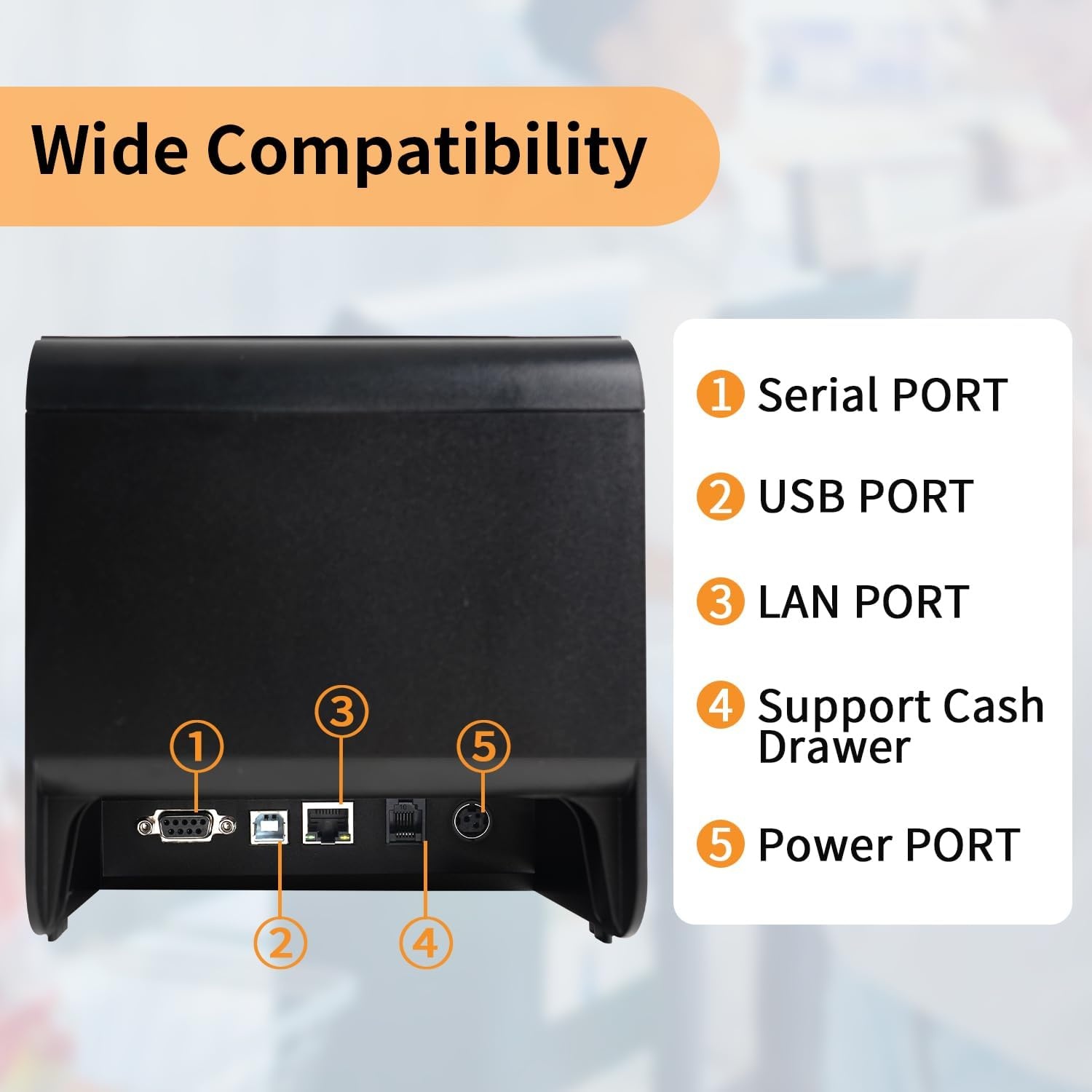 image:imageRongta POS Receipt Printer 80mm Thermal Printer ESCPOS Restaurant Kitchen Printer with Auto Cutter Support Cash DrawerUSB Serial Ethernet Receipts Printer for Small BusinessNot for Square