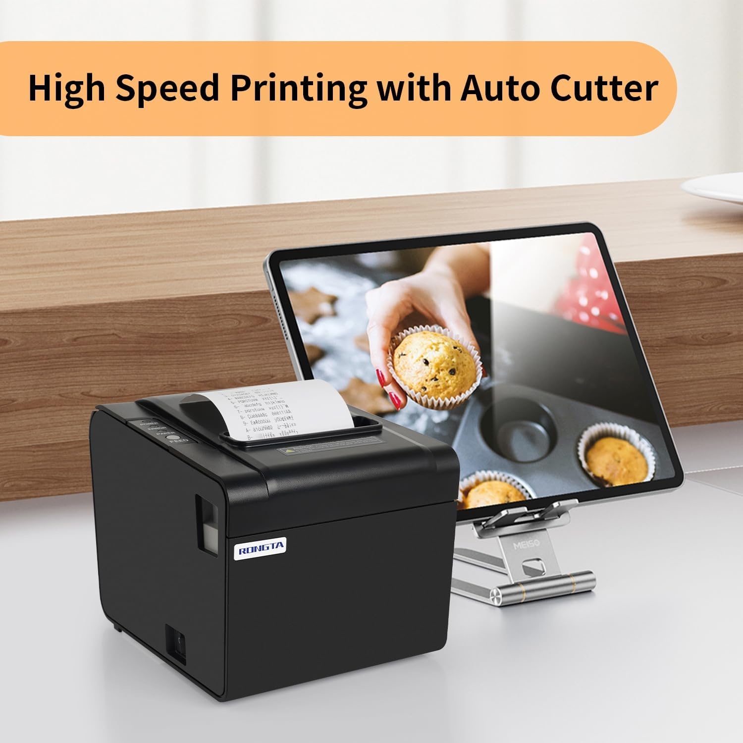 image:imageRongta POS Receipt Printer 80mm Thermal Printer ESCPOS Restaurant Kitchen Printer with Auto Cutter Support Cash DrawerUSB Serial Ethernet Receipts Printer for Small BusinessNot for Square