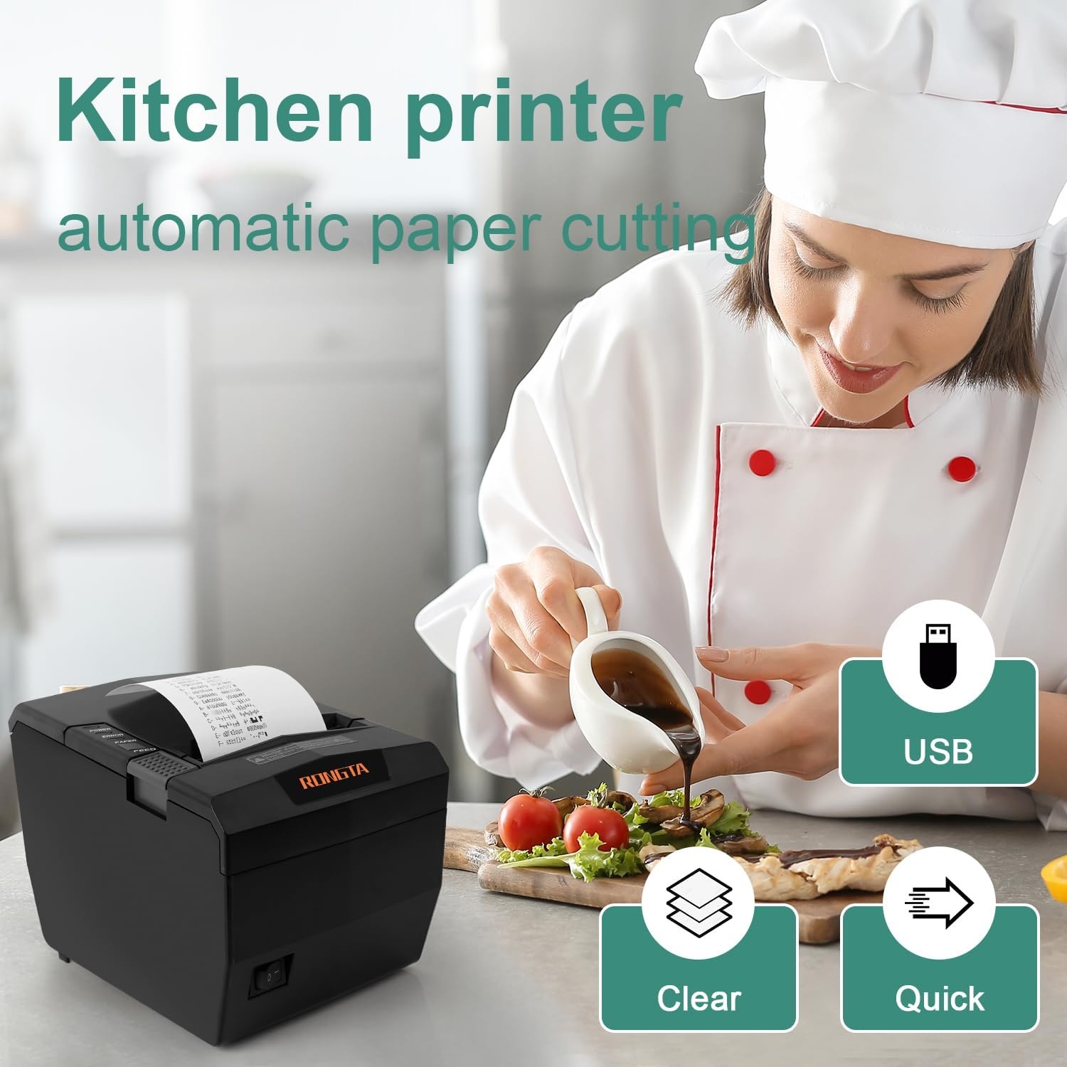 image:imageRongta POS Receipt Printer 80mm Thermal Printer with USBSerialEthernet and Auto Cutter for Kitchen and Retail Use Cash Drawer Support for WindowsMacLinux RP327