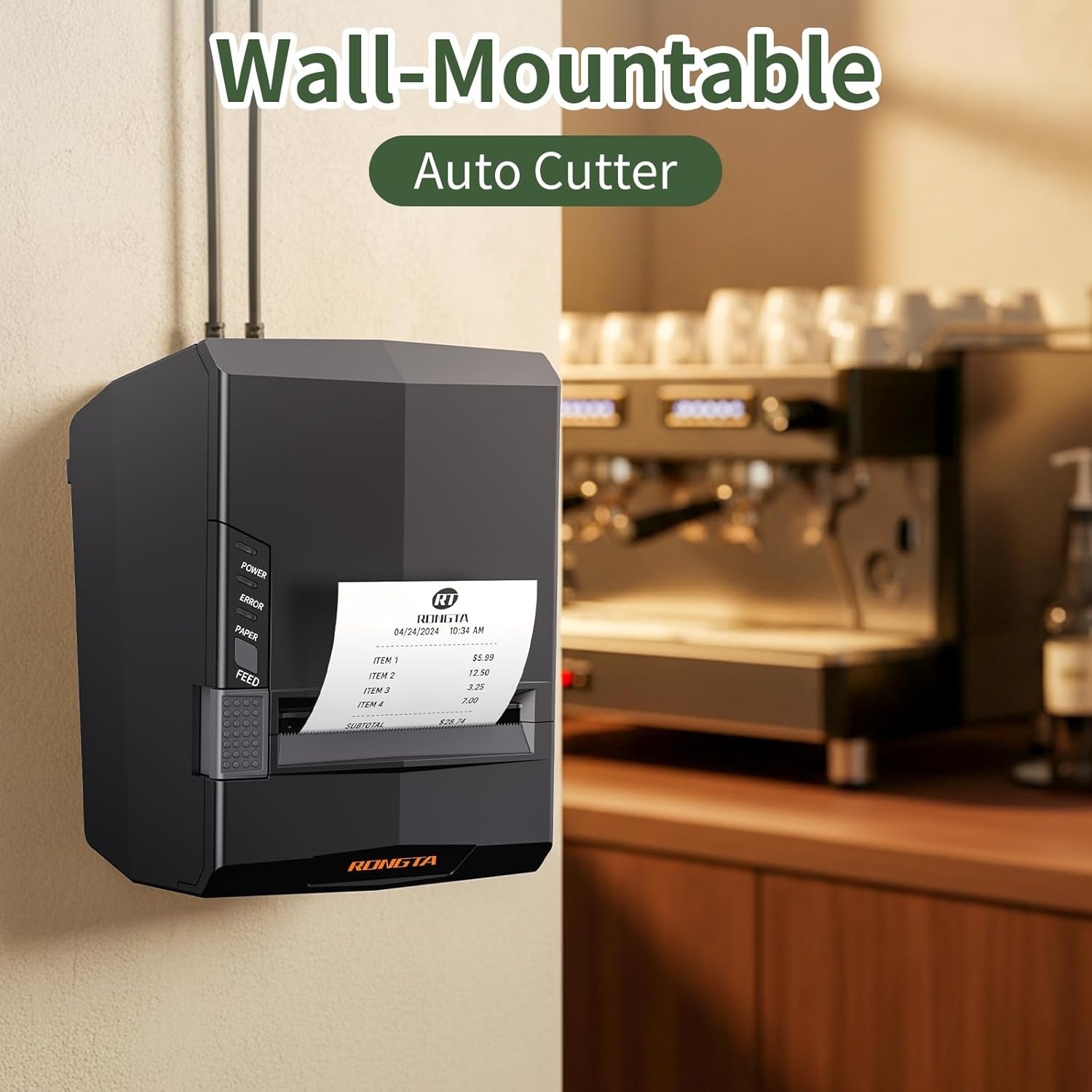 image:imageRongta POS Receipt Printer 80mm Thermal Printer with USBSerialEthernet and Auto Cutter for Kitchen and Retail Use Cash Drawer Support for WindowsMacLinux RP327