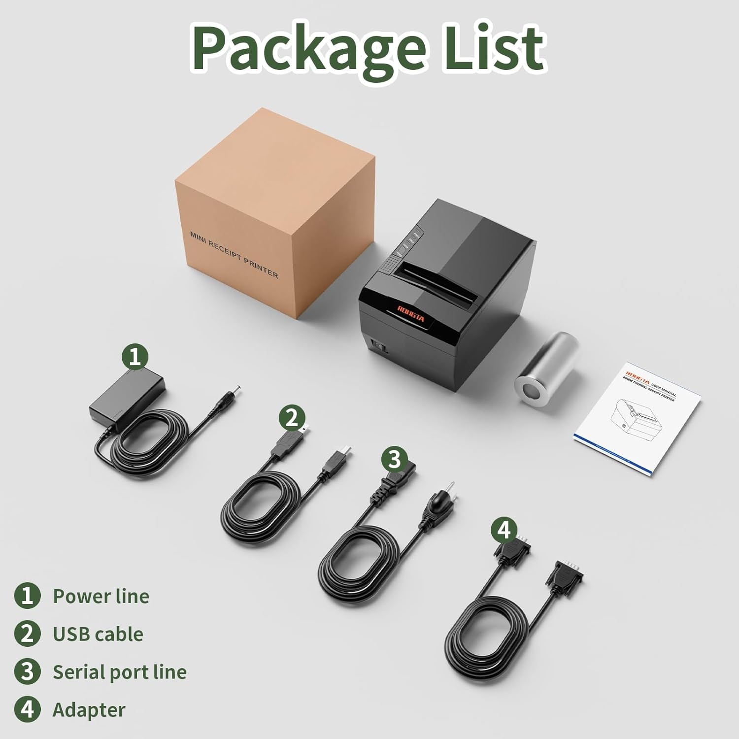 image:imageRongta POS Receipt Printer 80mm Thermal Printer with USBSerialEthernet and Auto Cutter for Kitchen and Retail Use Cash Drawer Support for WindowsMacLinux RP327