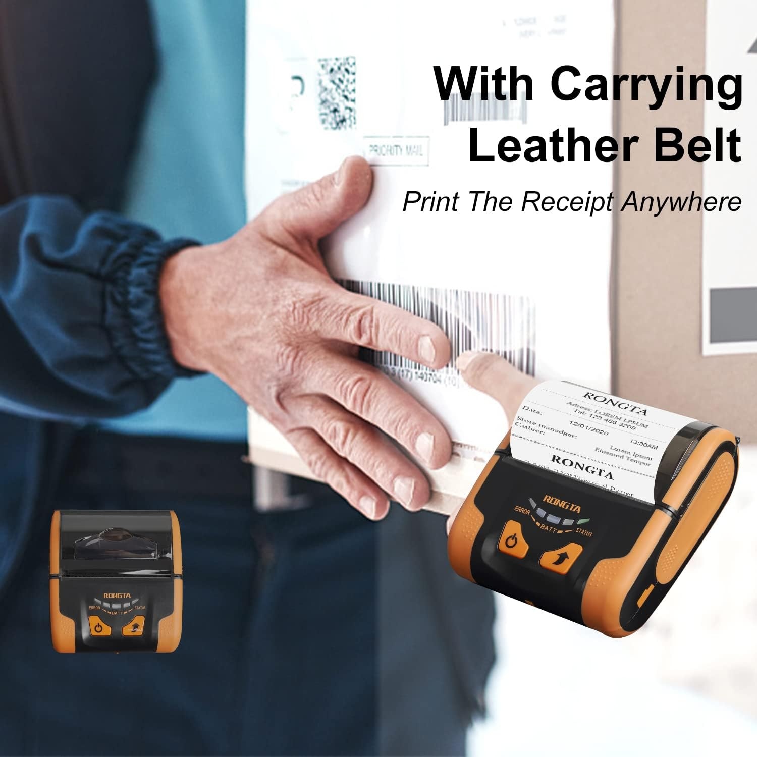 image:imageRongta Portable 80mm POS Printer Mobile Thermal Receipts Printer USBampBluetooth Connection Compatible with Android Phone Do Not SquareIpadComputerAndroid TabletRPP300