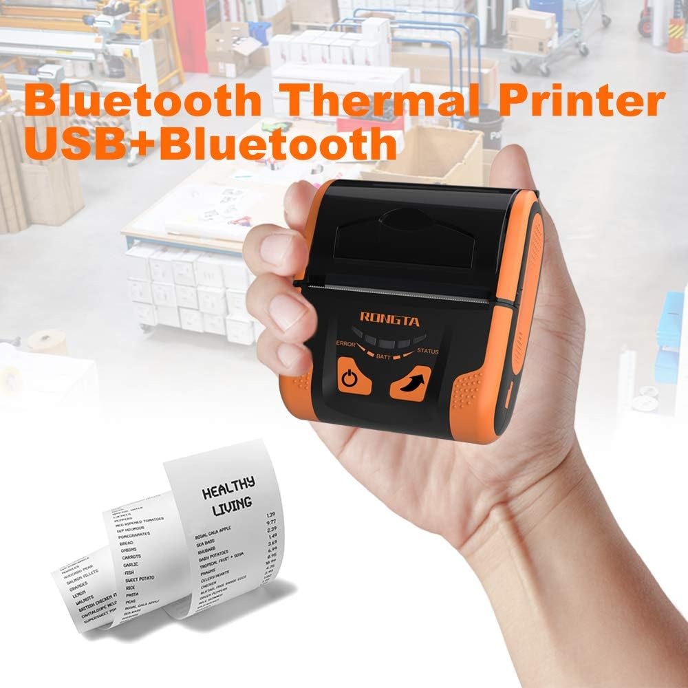 image:imageRongta Portable 80mm POS Printer Mobile Thermal Receipts Printer USBampBluetooth Connection Compatible with Android Phone Do Not SquareIpadComputerAndroid TabletRPP300