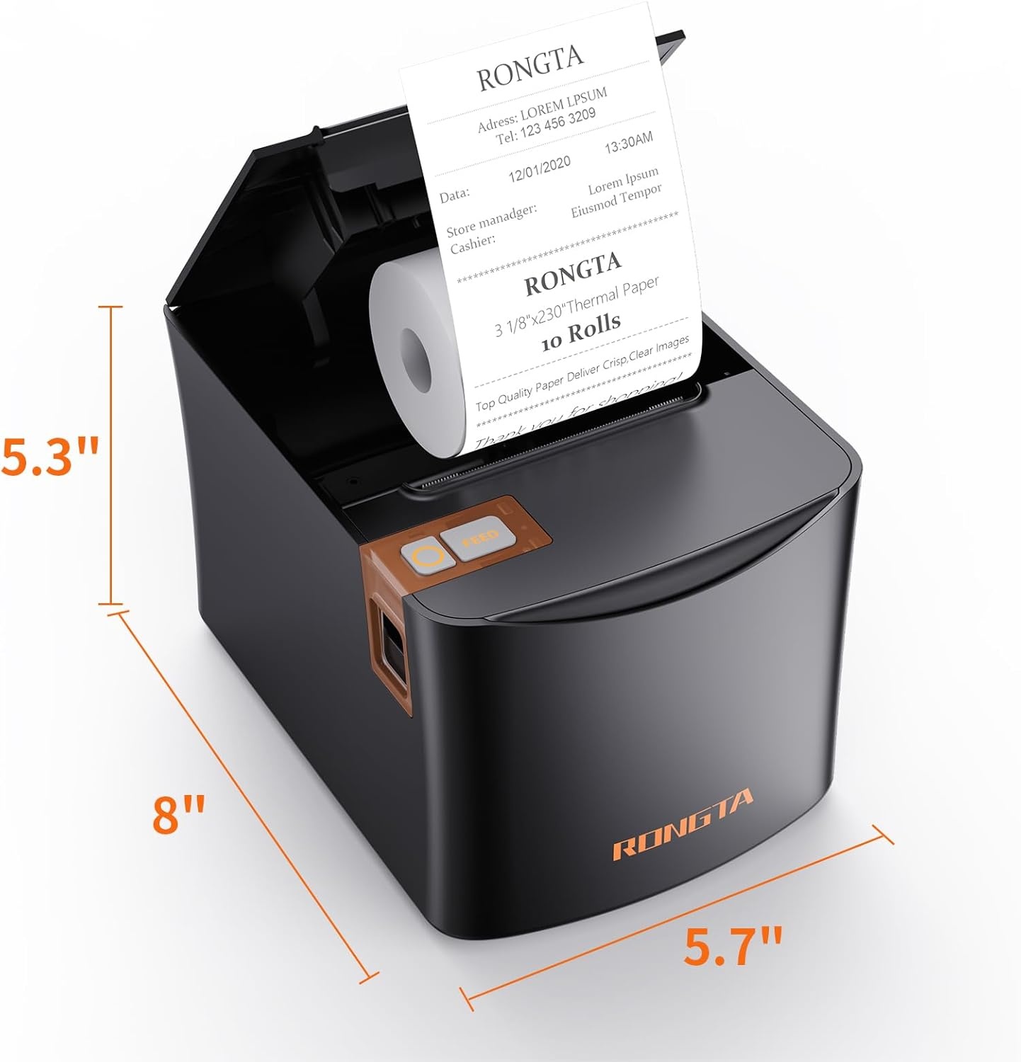 image:imageRongta Thermal Receipt Printer 80mm HighSpeed POS Printer with Auto Cutter 250mms Ideal for Kitchen amp Small Business Compatible with Windows Linux MacOS