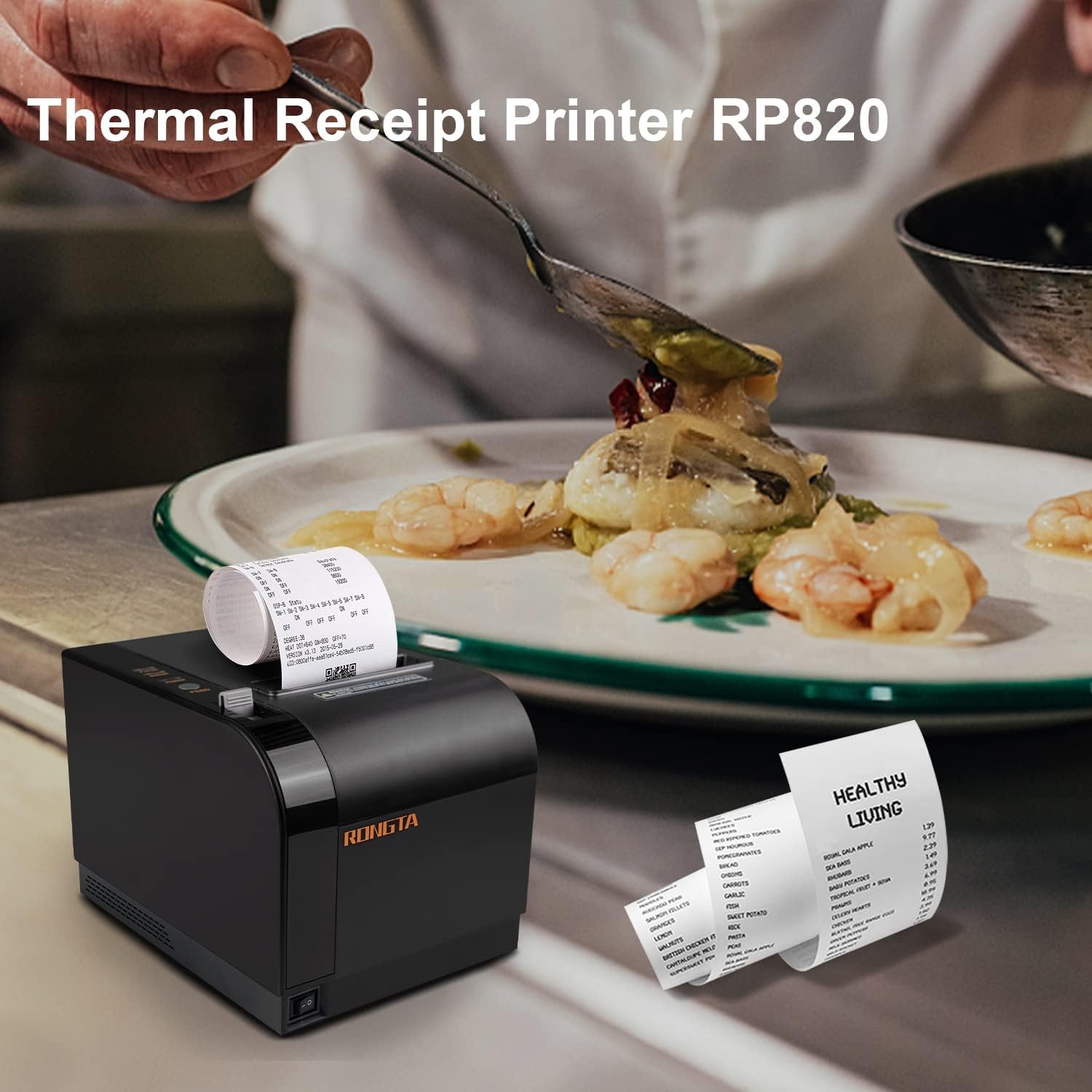 image:imageRongta Thermal Receipt Printer 80mm Receipt Printers Thermal Pos Printer with Auto Cutter Support Cash DrawerUSB Serial Ethernet Support ESCPOS Compatible with WindowsMacLinuxBlack