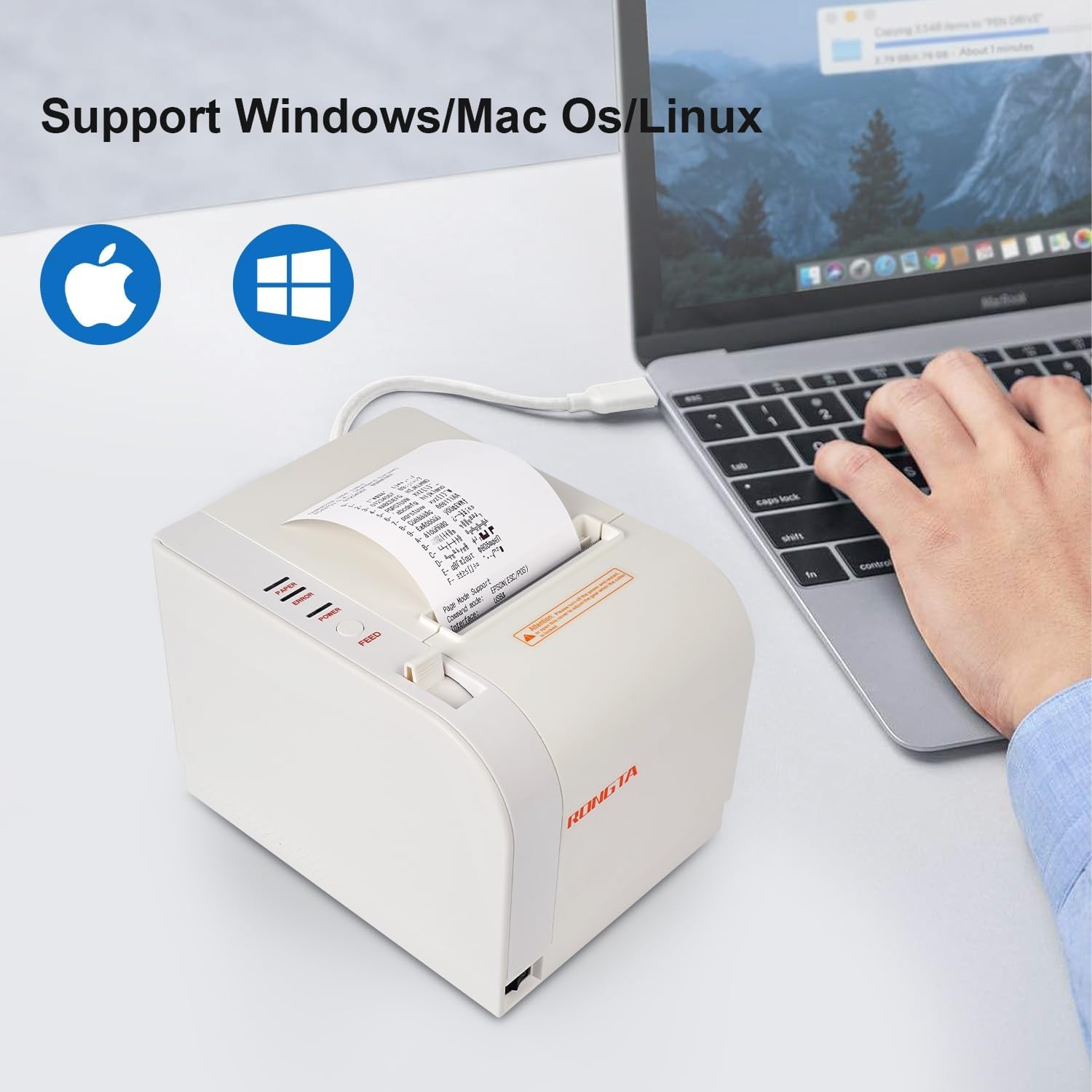 image:imageRongta Thermal Receipt Printer 80mm Receipt Printers Thermal Pos Printer with Auto Cutter Support Cash DrawerUSB Serial Ethernet Support ESCPOS Compatible with WindowsMacLinuxWhite
