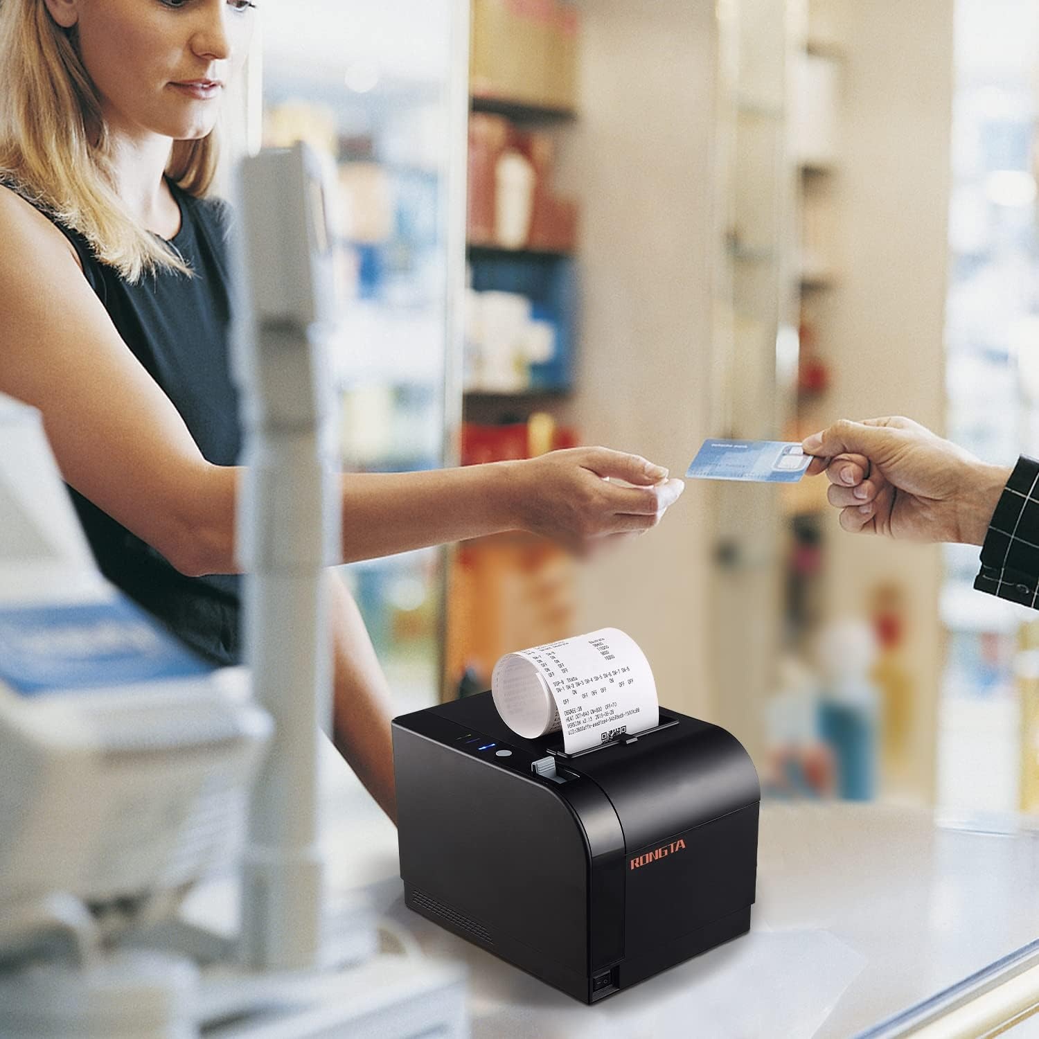 image:imageRongta Thermal Receipt Printer 80mm Receipt Printers Thermal Pos Printer with Auto Cutter Support Cash DrawerUSB Serial Ethernet Support ESCPOS Compatible with WindowsMacLinuxBlack