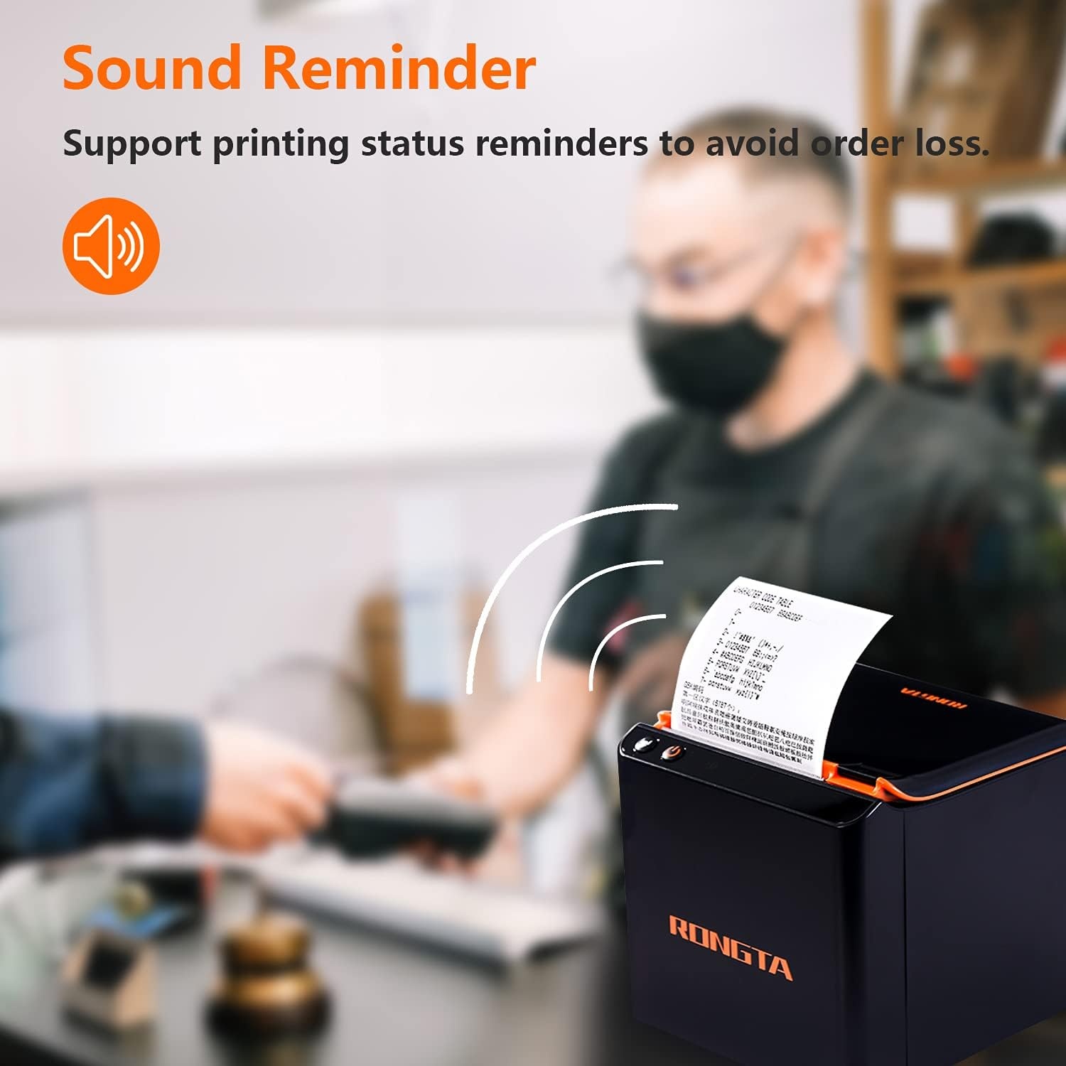 image:imageRongta Thermal Receipt Printer Pos Printer 80mm Restaurant Kitchen Printer with Auto CutterSound AlarmSupport Cash Drawer ESCPOSUSBEthernet Interface for WindowsMacLinuxACE H1