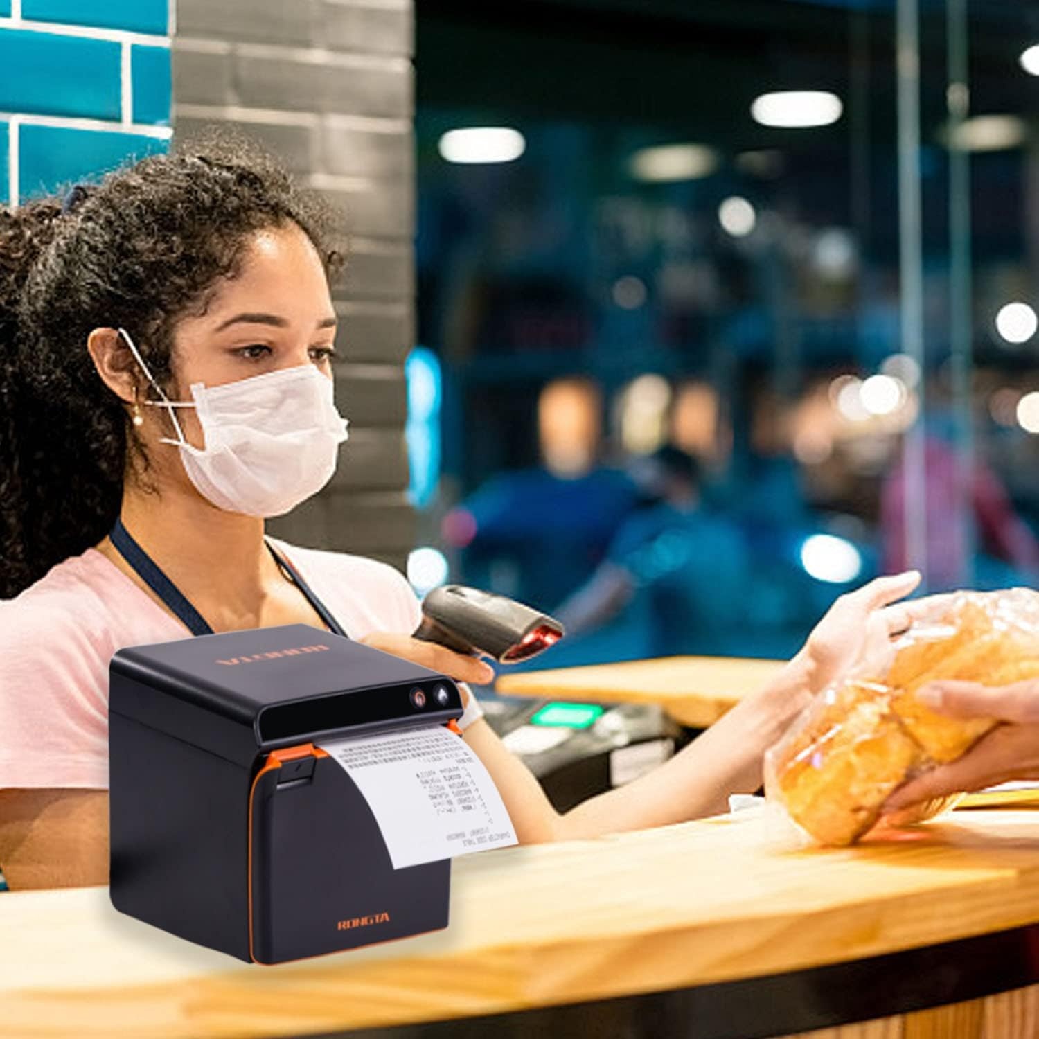 image:imageRongta Thermal Receipt Printer Pos Printer 80mm Restaurant Kitchen Printer with Auto CutterSound AlarmSupport Cash Drawer ESCPOSUSBEthernet Interface for WindowsMacLinuxACE H1