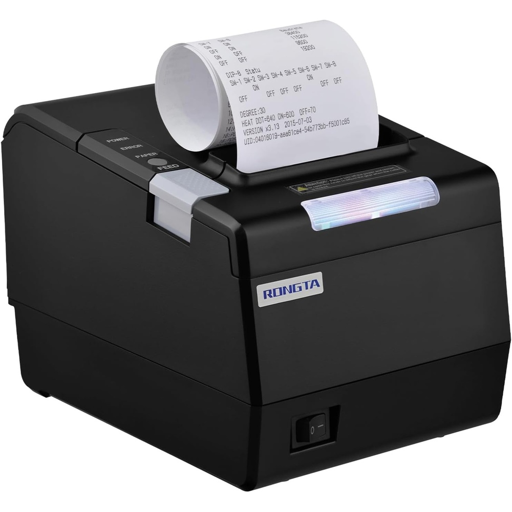 image:imageRongta POS Printer 80mm Thermal Receipt Printer Restaurant Kitchen Printer with Auto Cutter USB Serial Ethernet Interface ESCPOS Command Support Cash Drawer for WindowsMacLinuxRP850200145142mm
