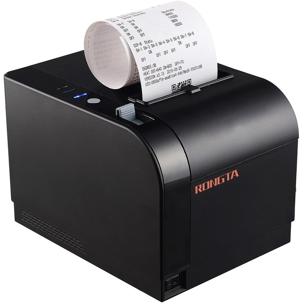 image:imageRongta Thermal Receipt Printer 80mm Receipt Printers Thermal Pos Printer with Auto Cutter Support Cash DrawerUSB Serial Ethernet Support ESCPOS Compatible with WindowsMacLinuxBlack