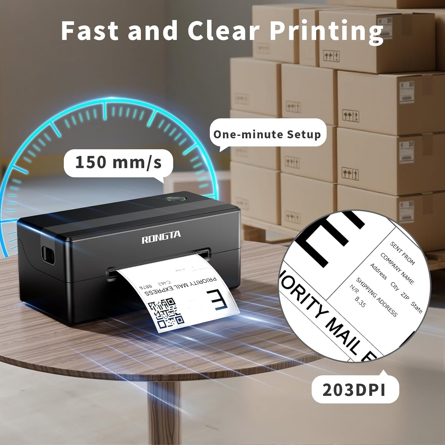 image:imageRongta 4x6 Bluetooth Thermal Shipping Label Printer Wireless Shipping Label Maker for Amazon FBA Shopify FedEx Compatible with WindowsMacAndroidiOS BlackBlack