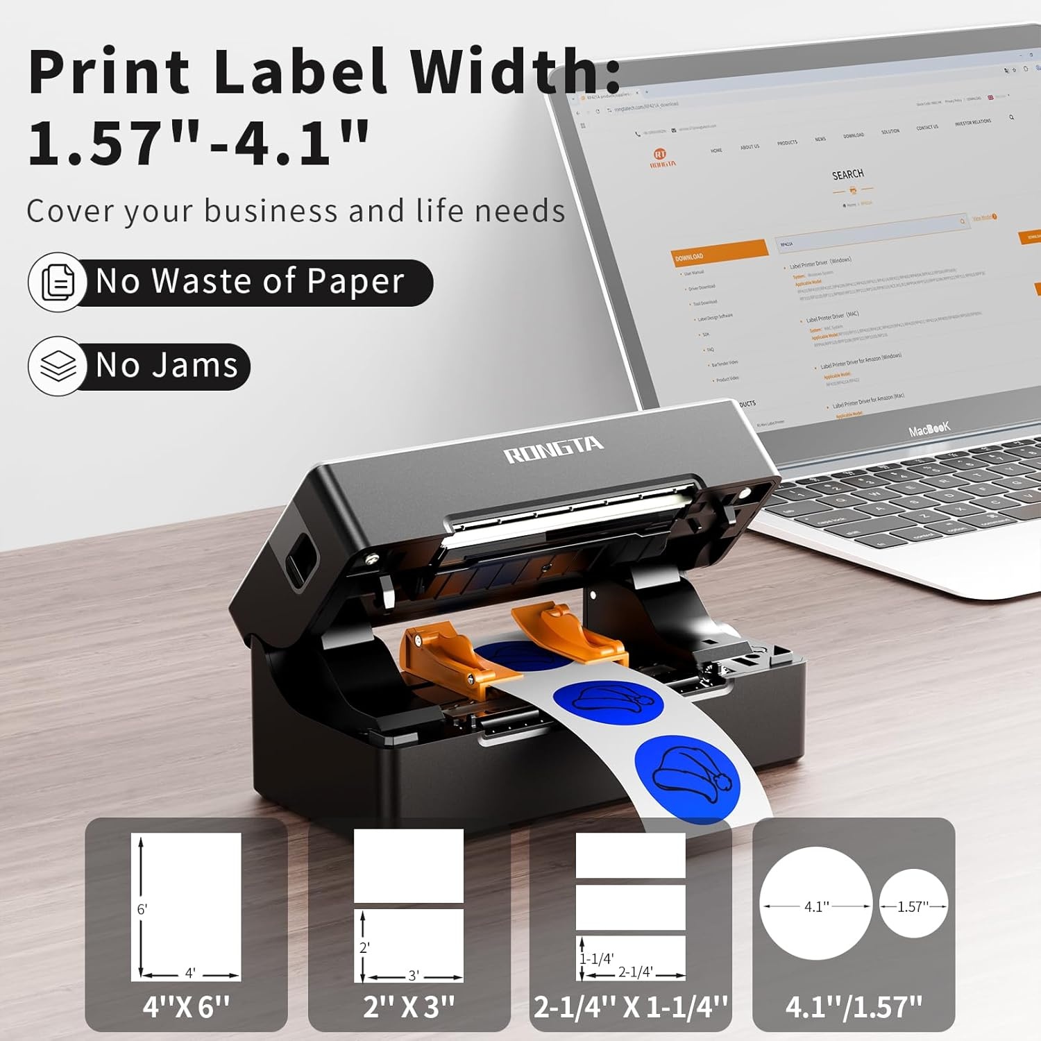 image:imageRongta 4x6 Bluetooth Thermal Shipping Label Printer Wireless Shipping Label Maker for Amazon FBA Shopify FedEx Compatible with WindowsMacAndroidiOS BlackBlack