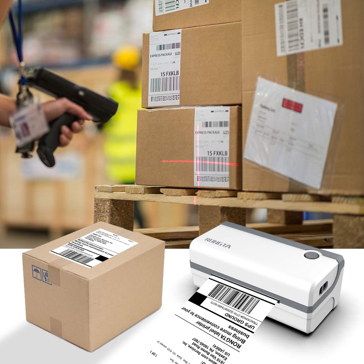 image:imageRongta Bluetooth Thermal Shipping Label Printer Wireless 4x6 Label Sticker Printer for Shipping Packages Support Android iPhone Widely Used for Amazon Shopify Etsy UPSBluetoothUSB