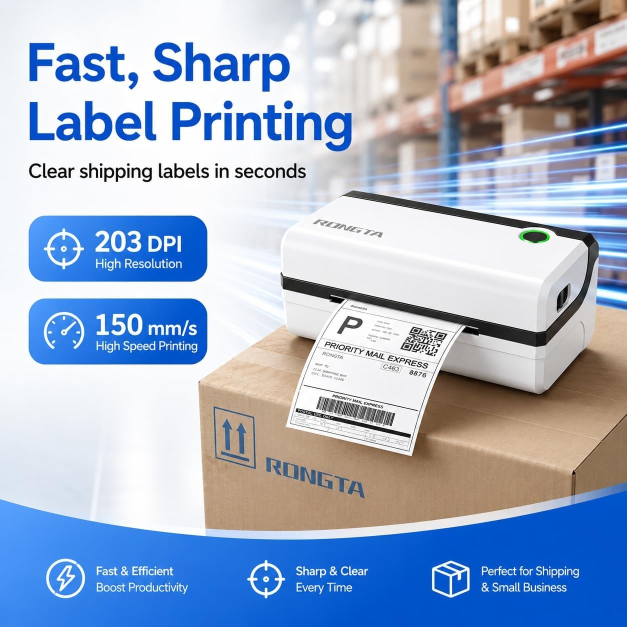 image:imageRongta Bluetooth Thermal Shipping Label Printer Wireless 4x6 Shipping Label Printer for Packages Support AndroidampiPhone and Windows Widely Used for Amazon Shopify Etsy USPS