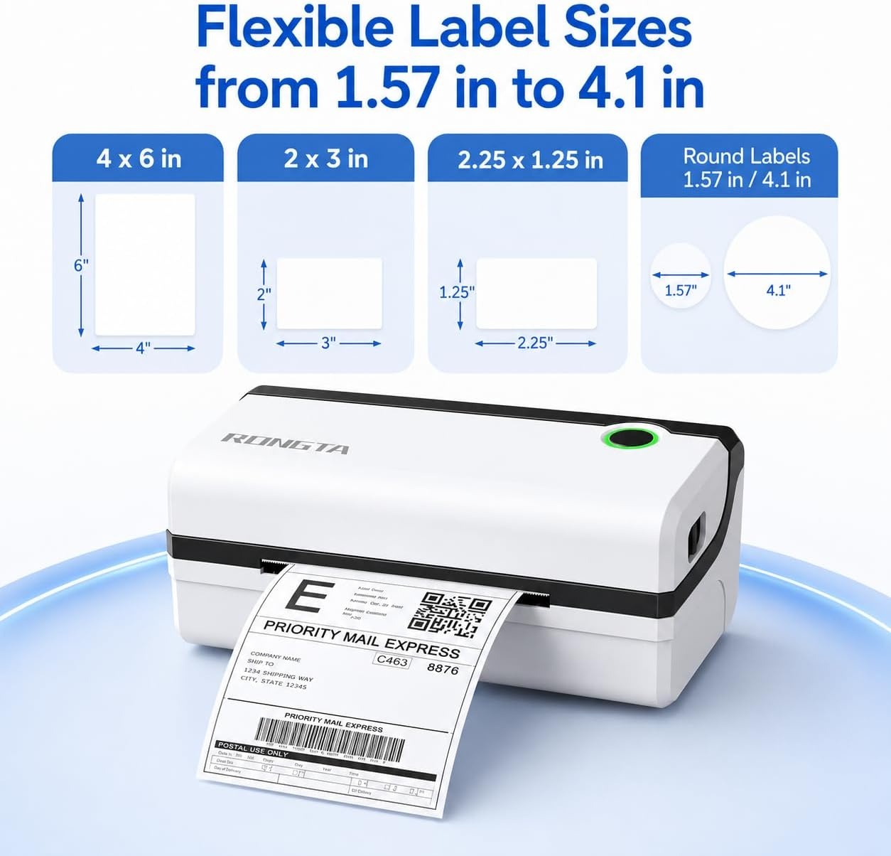 image:imageRongta Bluetooth Thermal Shipping Label Printer Wireless 4x6 Shipping Label Printer for Packages Support AndroidampiPhone and Windows Widely Used for Amazon Shopify Etsy USPS
