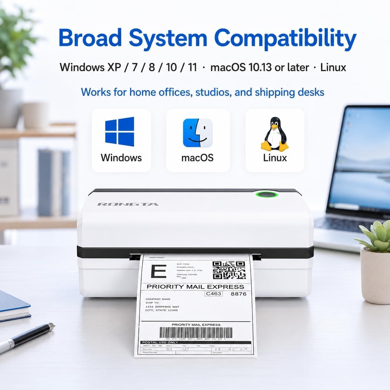 image:imageRongta Bluetooth Thermal Shipping Label Printer Wireless 4x6 Shipping Label Printer for Packages Support AndroidampiPhone and Windows Widely Used for Amazon Shopify Etsy USPS