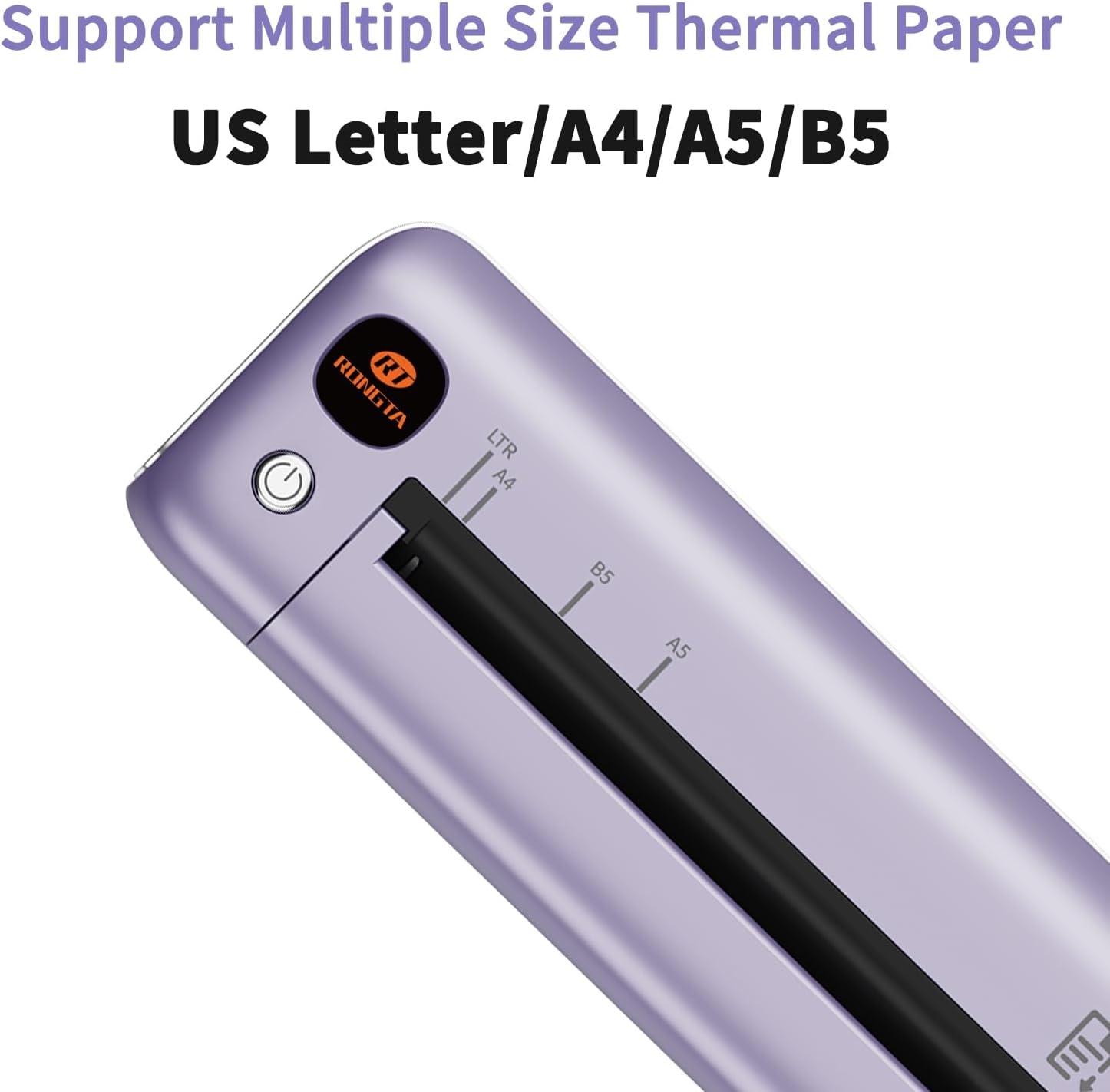 image:imageRongta Portable Printer Bluetooth Inkless Thermal Printer Wireless for Travel Compatible with Android iOS Phone amp Laptop Supports 85 X 11 US Letter for Office Home Car F81 Graypurple