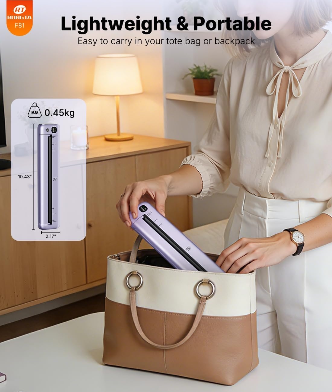 image:imageRongta Portable Printers Wireless for Travel Bluetooth Mobile Printer Thermal Inkless Printer for SchoolOfficeHome Use Compatible with AndroidiOS amp Laptop PurplePurple
