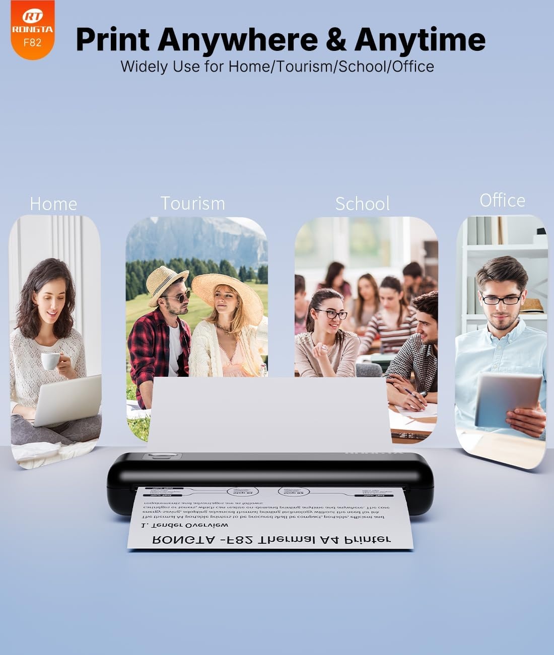 image:imageRongta Portable Printers Wireless for TravelThermal Inkless Printer for SchoolOfficeHome Use Support 85x11 US LetterampA4 Thermal Paper Compatible with AndroidiOS amp Laptop Black