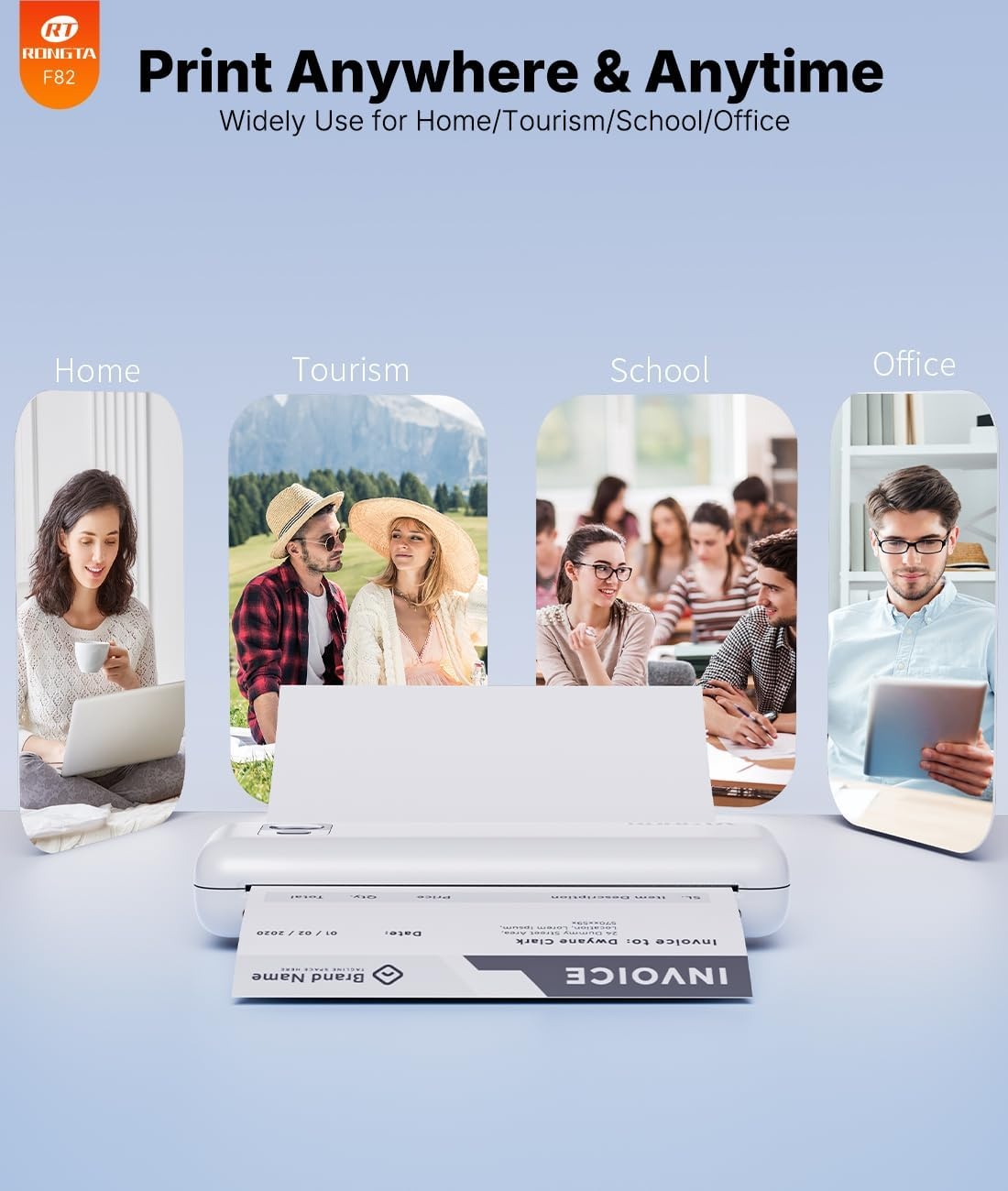image:imageRongta Portable Printers Wireless for TravelThermal Inkless Printer for SchoolOfficeHome Use Support 85x11 US LetterampA4 Thermal Paper Compatible with AndroidiOS amp Laptop White