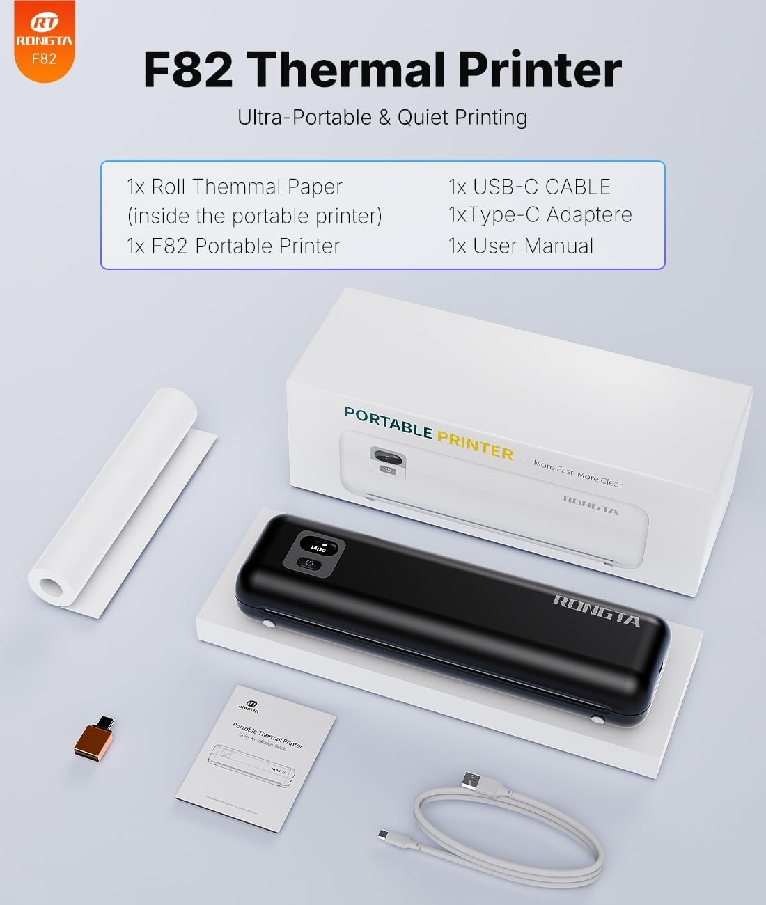 image:imageRongta Portable Thermal Printer Inkless Wireless Printers Compatible with Android iOS Phone Mac Windows Laptop for Office Home TravelBlack