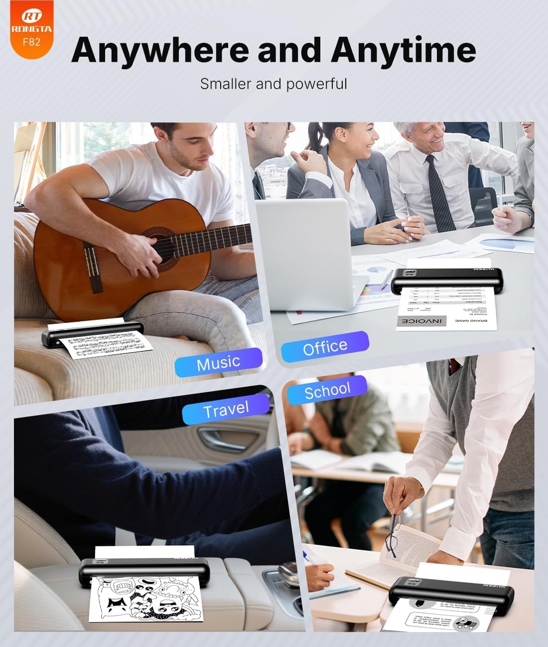 image:imageRongta Portable Thermal Printer Inkless Wireless Printers Compatible with Android iOS Phone Mac Windows Laptop for Office Home TravelBlack