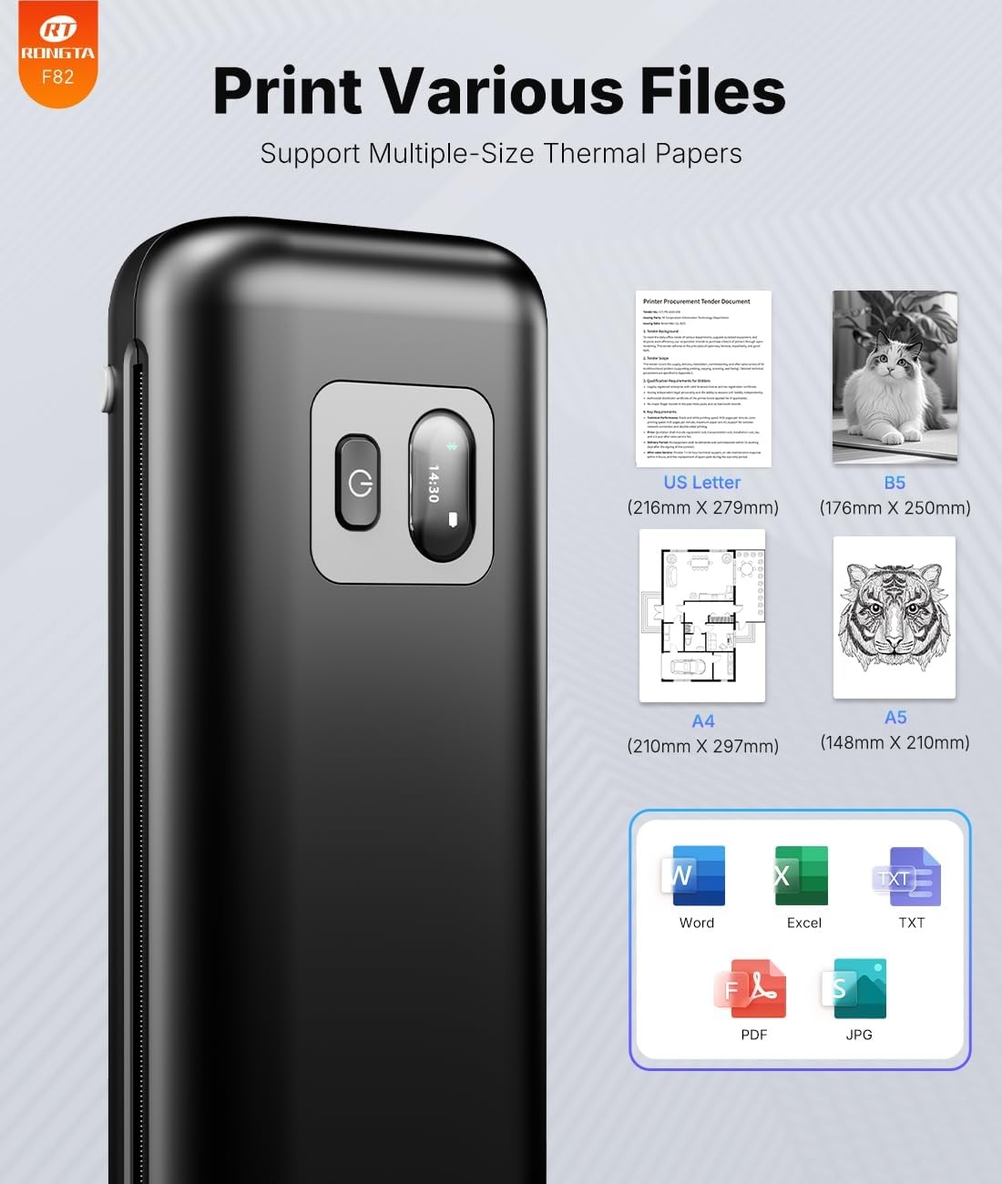 image:imageRongta Portable Thermal Printer Inkless Wireless Printers Compatible with Android iOS Phone Mac Windows Laptop for Office Home TravelBlack