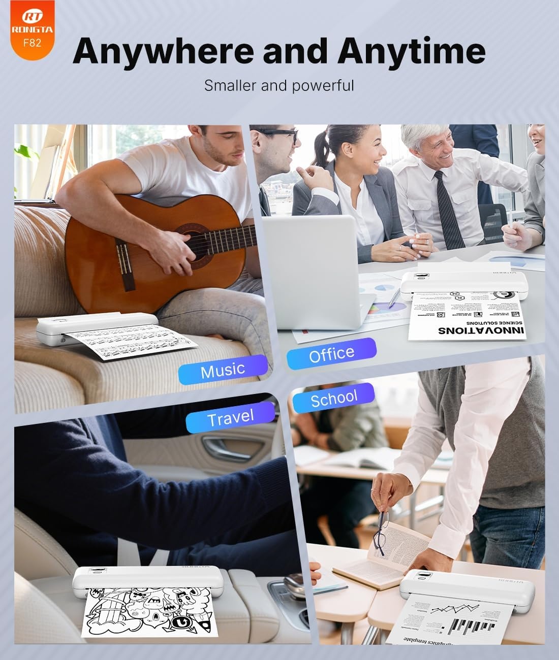 image:imageRongta Portable Thermal Printer Inkless Wireless Printers Compatible with Android iOS Phone Mac Windows Laptop for Office Home TravelWhite