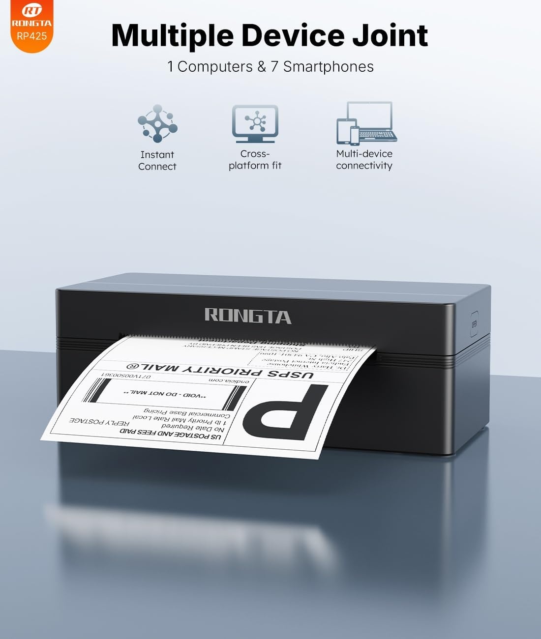 image:imageRongta Shipping Thermal Label Printer Bluetooth 4x6 Sticker Label Maker Wireless Shipping Label Printer for Package Small Business Compatible with Windows macOS Android iOS WhiteBlack