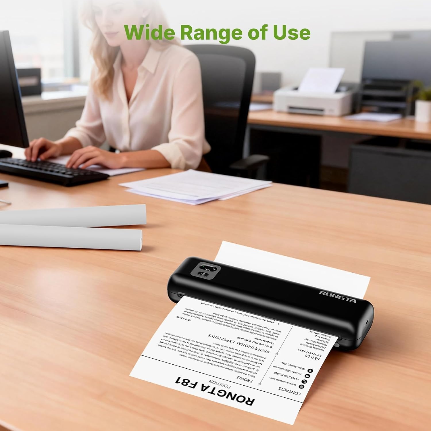 image:imageRongta Thermal Printer Paper 85 x 11 Inch Advanced QuickDry US Letter Size Thermal Paper Compatible with Letter Portable Printer Printing Paper for F81 F82 PN81 White 200 Sheets3 Rolls