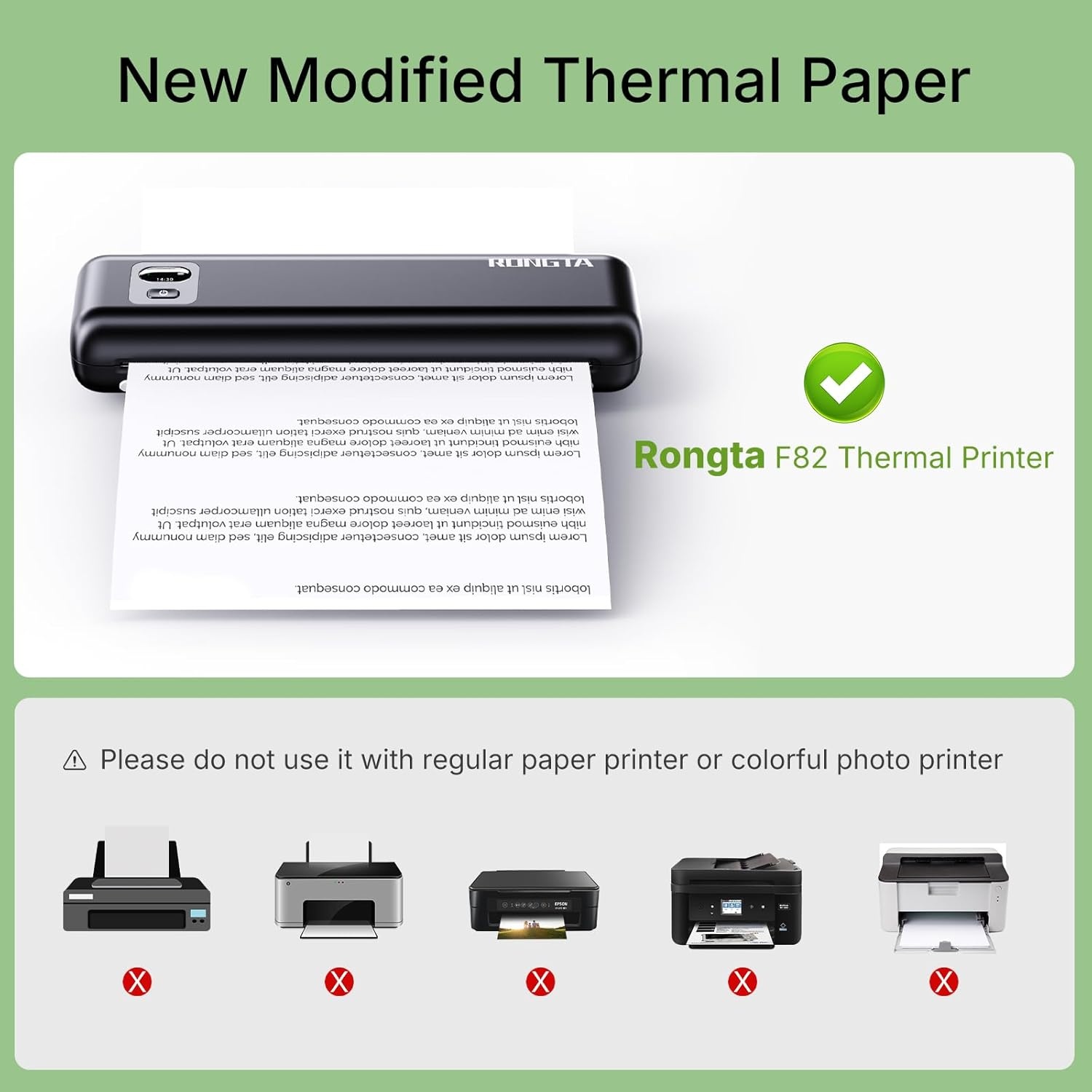 image:imageRongta Thermal Printer Paper 85 x 11 Inch Advanced QuickDry US Letter Size Thermal Paper Compatible with Letter Portable Printer Printing Paper for F81 F82 PN81 White 200 Sheets200 Sheets