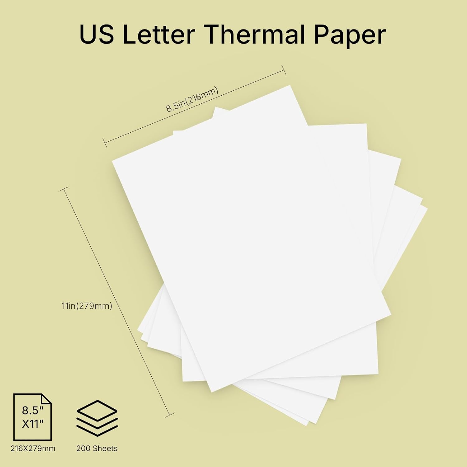 image:imageRongta Thermal Printer Paper 85x11 US Letter Size Thermal Paper Roll and Single Sheet Advanced Clear Printing Compatible with Other Thermal Printers 200 sheets