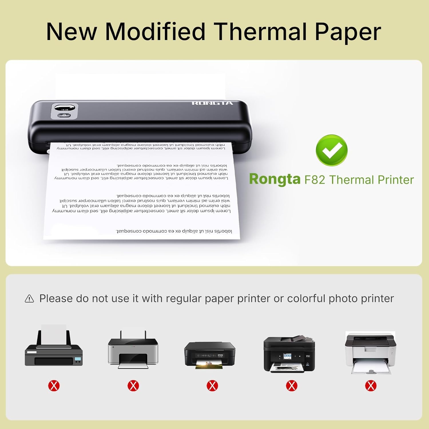 image:imageRongta Thermal Printer Paper 85x11 US Letter Size Thermal Paper Roll and Single Sheet Advanced Clear Printing Compatible with Other Thermal Printers 200 sheets